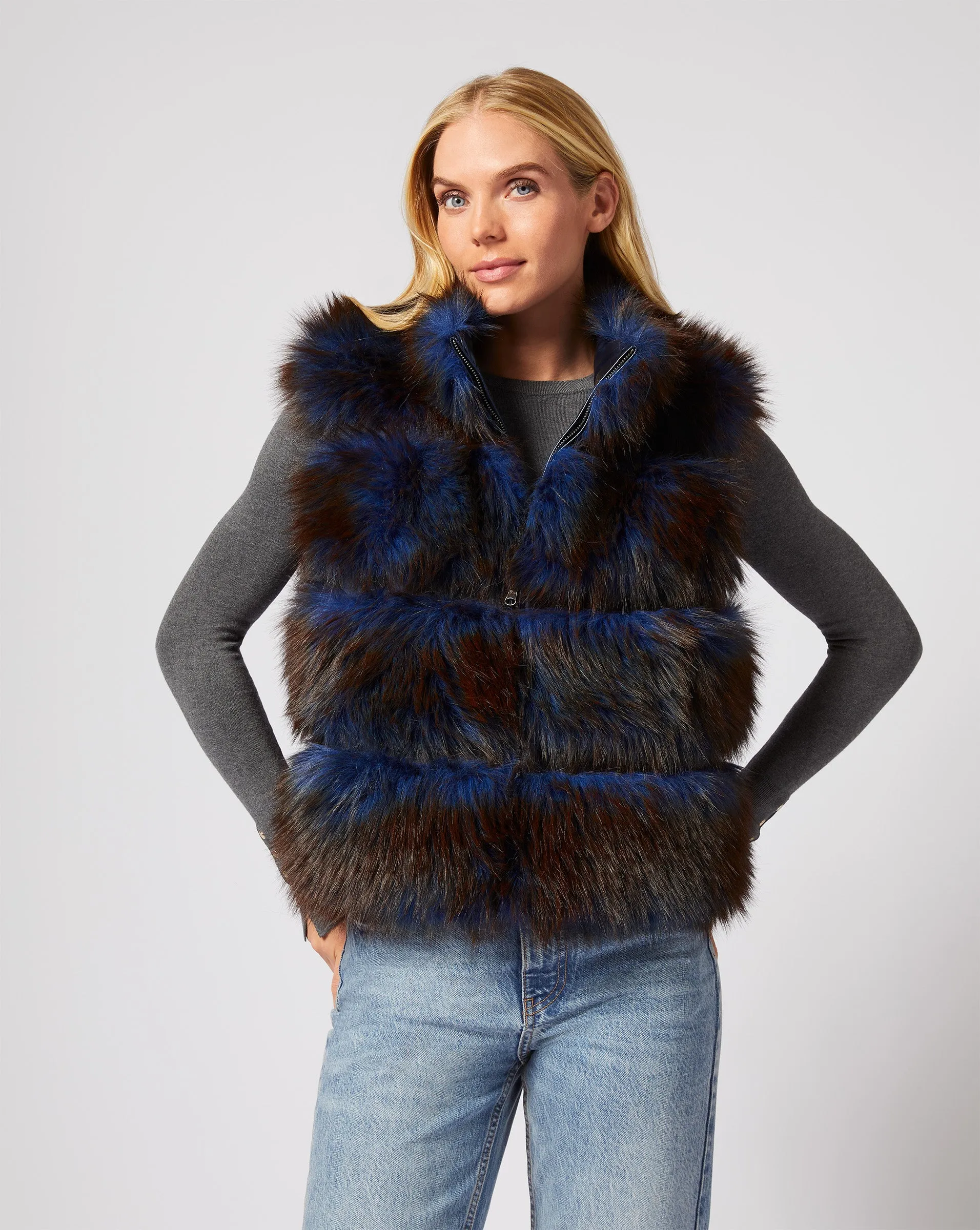 Katy Tipped Fox Faux Fur Vest sold by Adrienne Landau