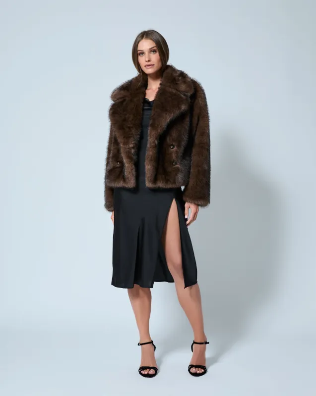 Double Breasted Faux Mink Fur Peacoat Jacket sold by Adrienne Landau