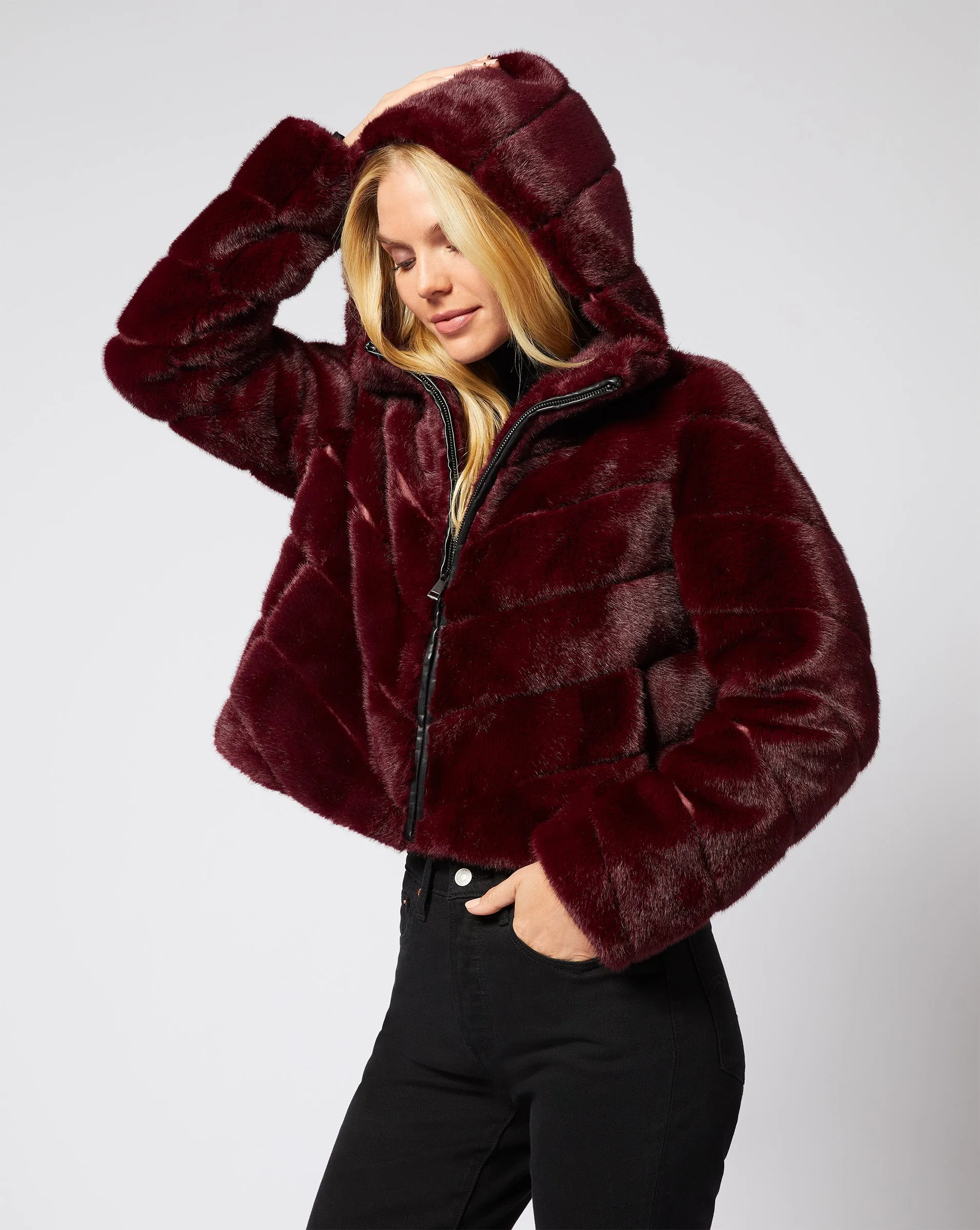 Mila Faux Fur Mink Hooded Jacket sold by Adrienne Landau product image thumbnail 3