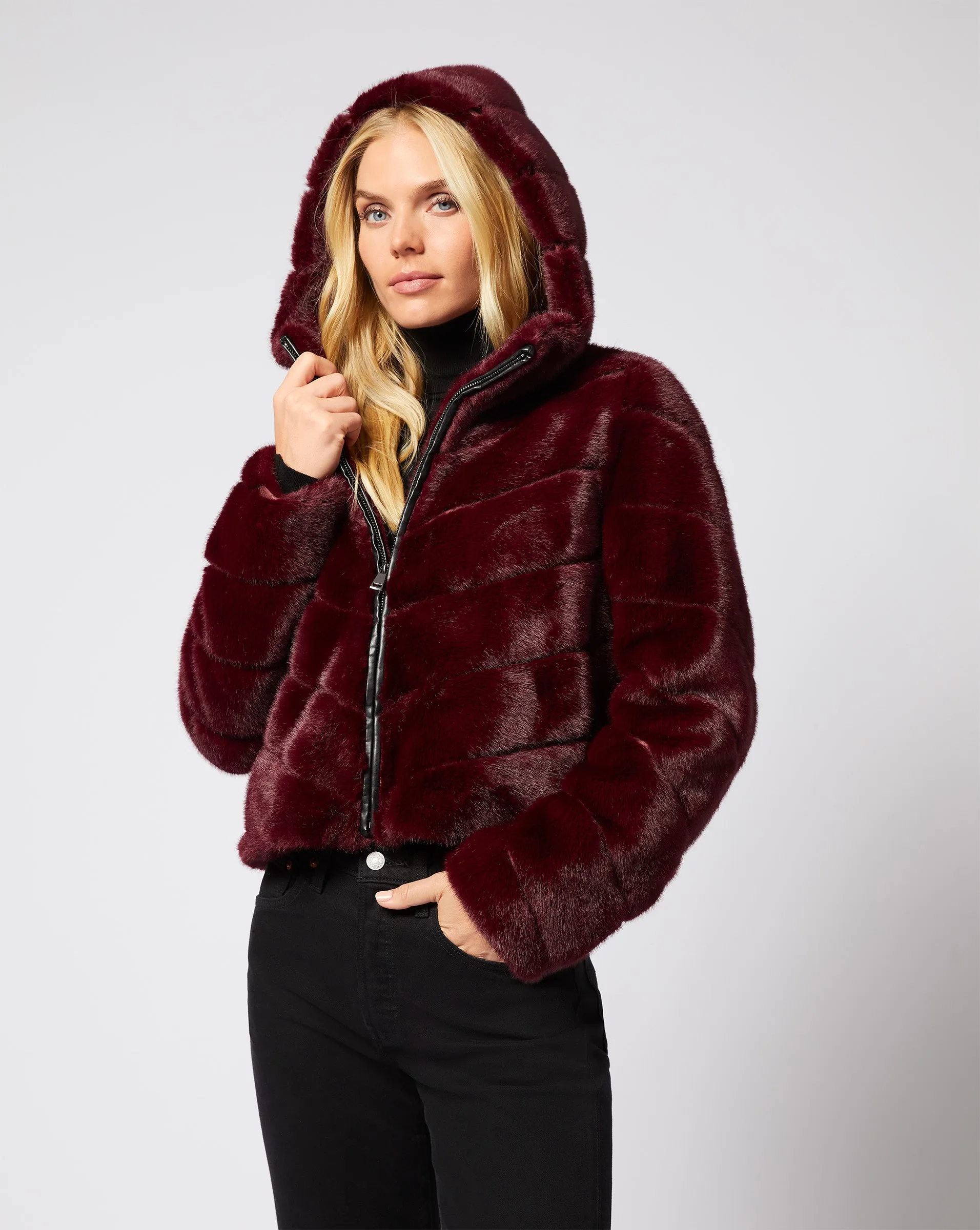 Mila Faux Fur Mink Hooded Jacket sold by Adrienne Landau product image thumbnail 2