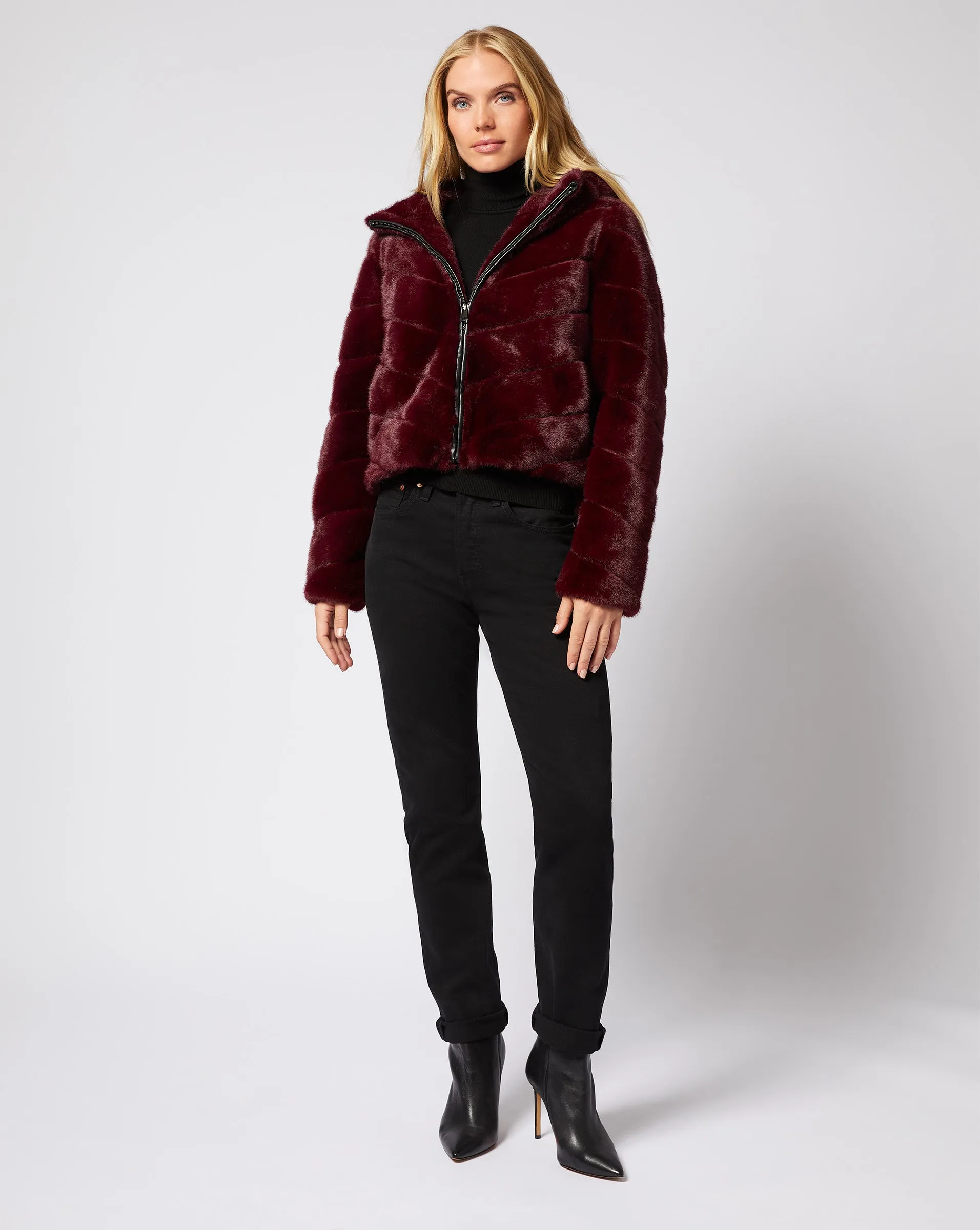 Mila Faux Fur Mink Hooded Jacket sold by Adrienne Landau