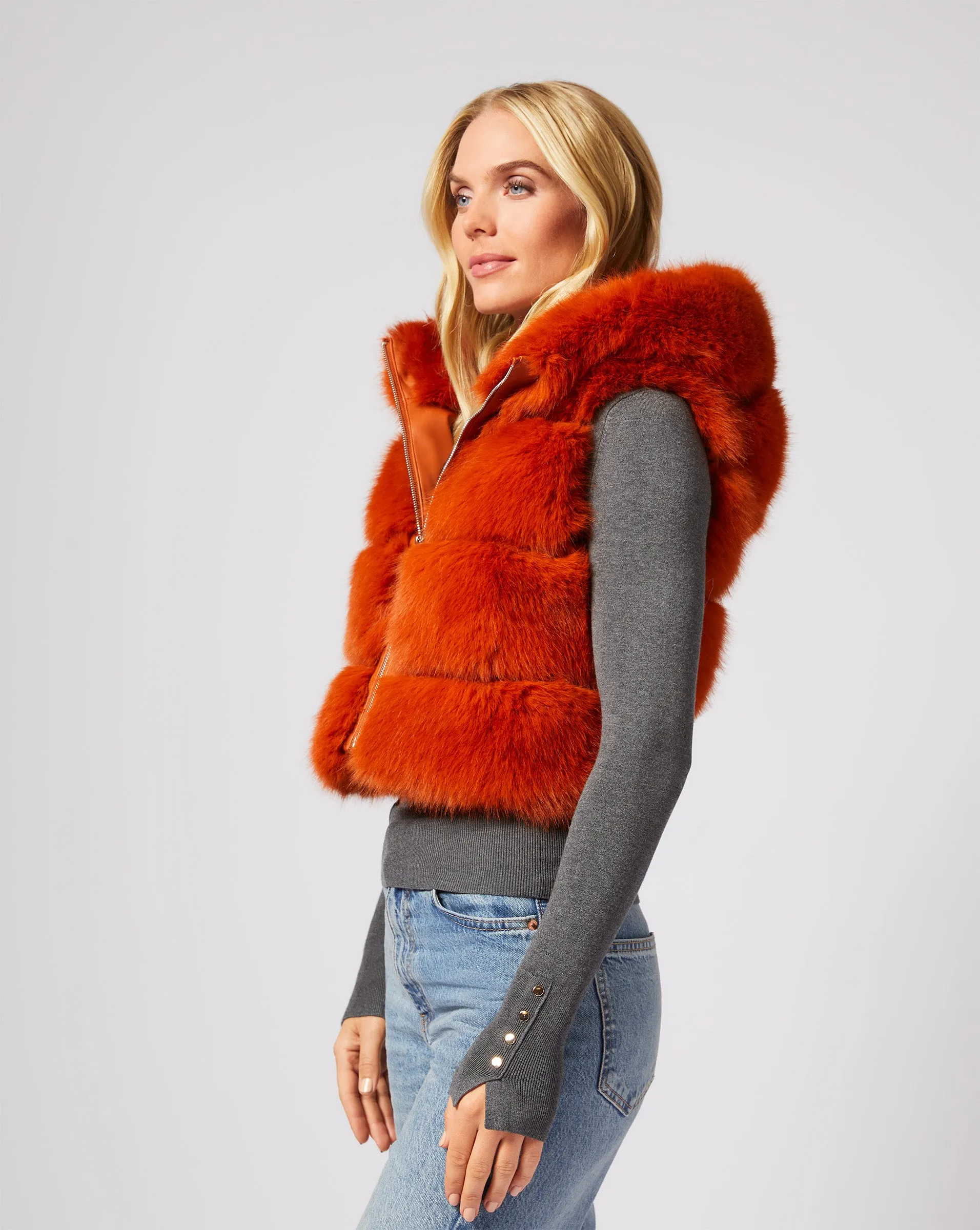 Hooded Fox Faux Fur Vest sold by Adrienne Landau product image thumbnail 3