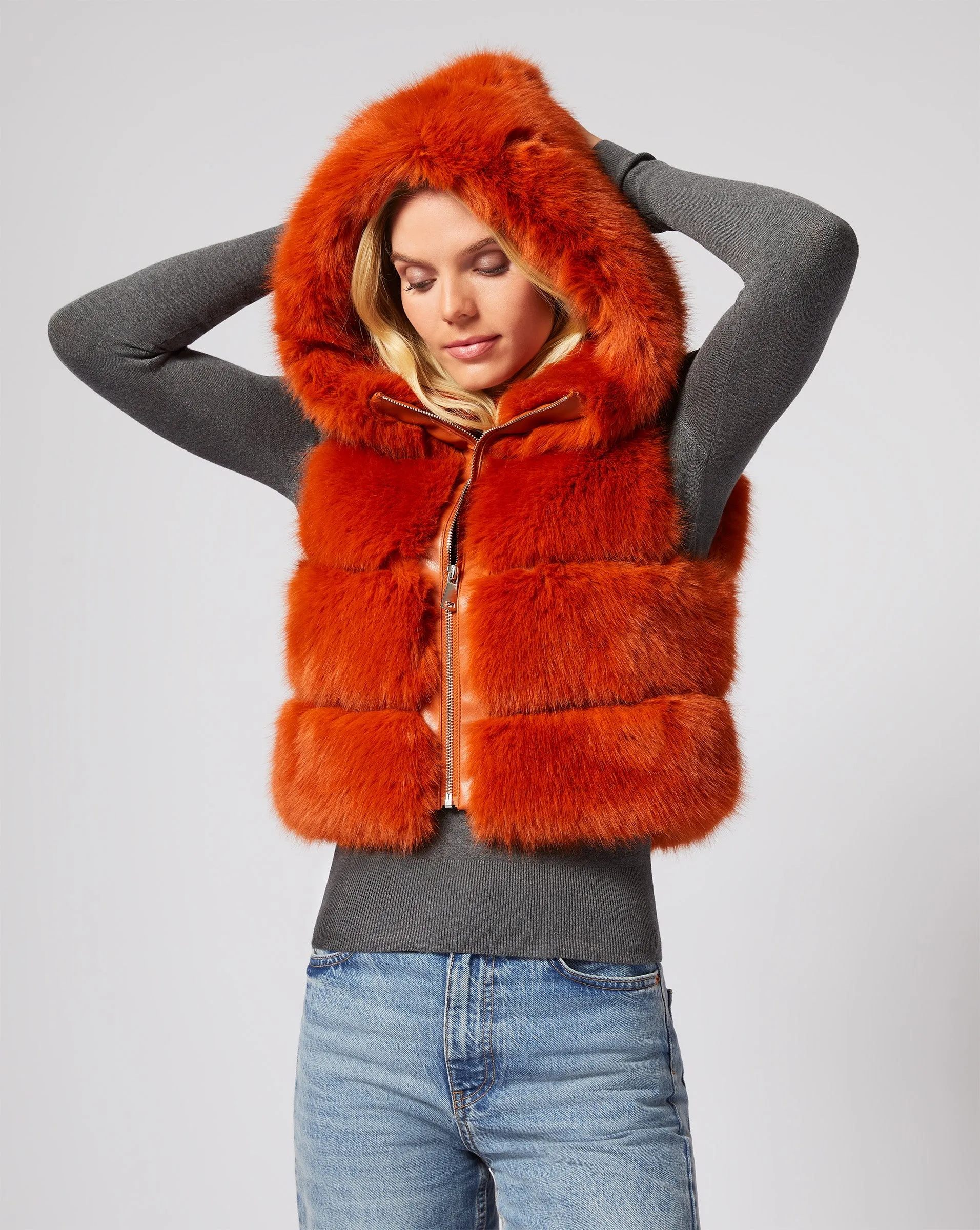 Hooded Fox Faux Fur Vest sold by Adrienne Landau product image thumbnail 2