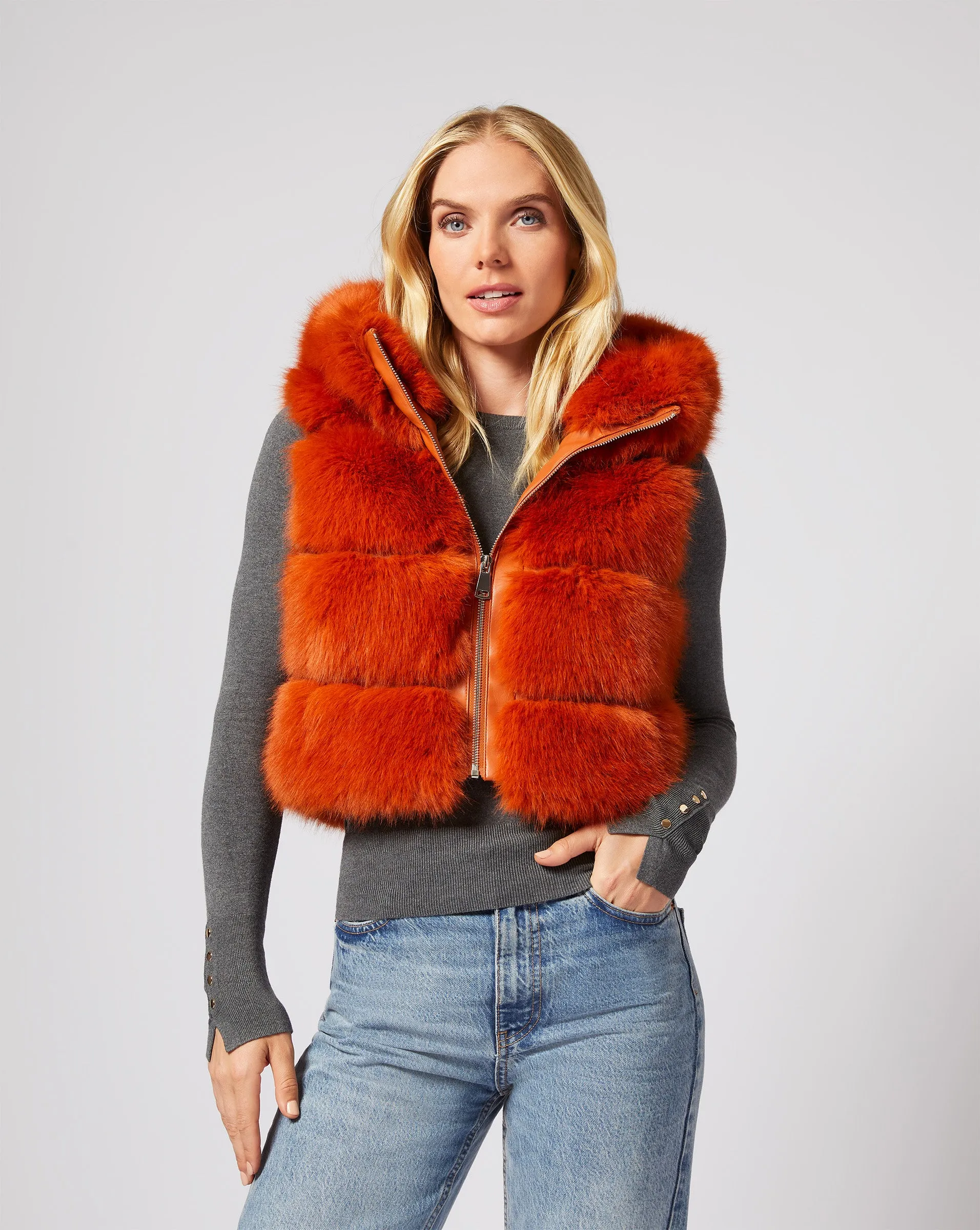 Hooded Fox Faux Fur Vest sold by Adrienne Landau