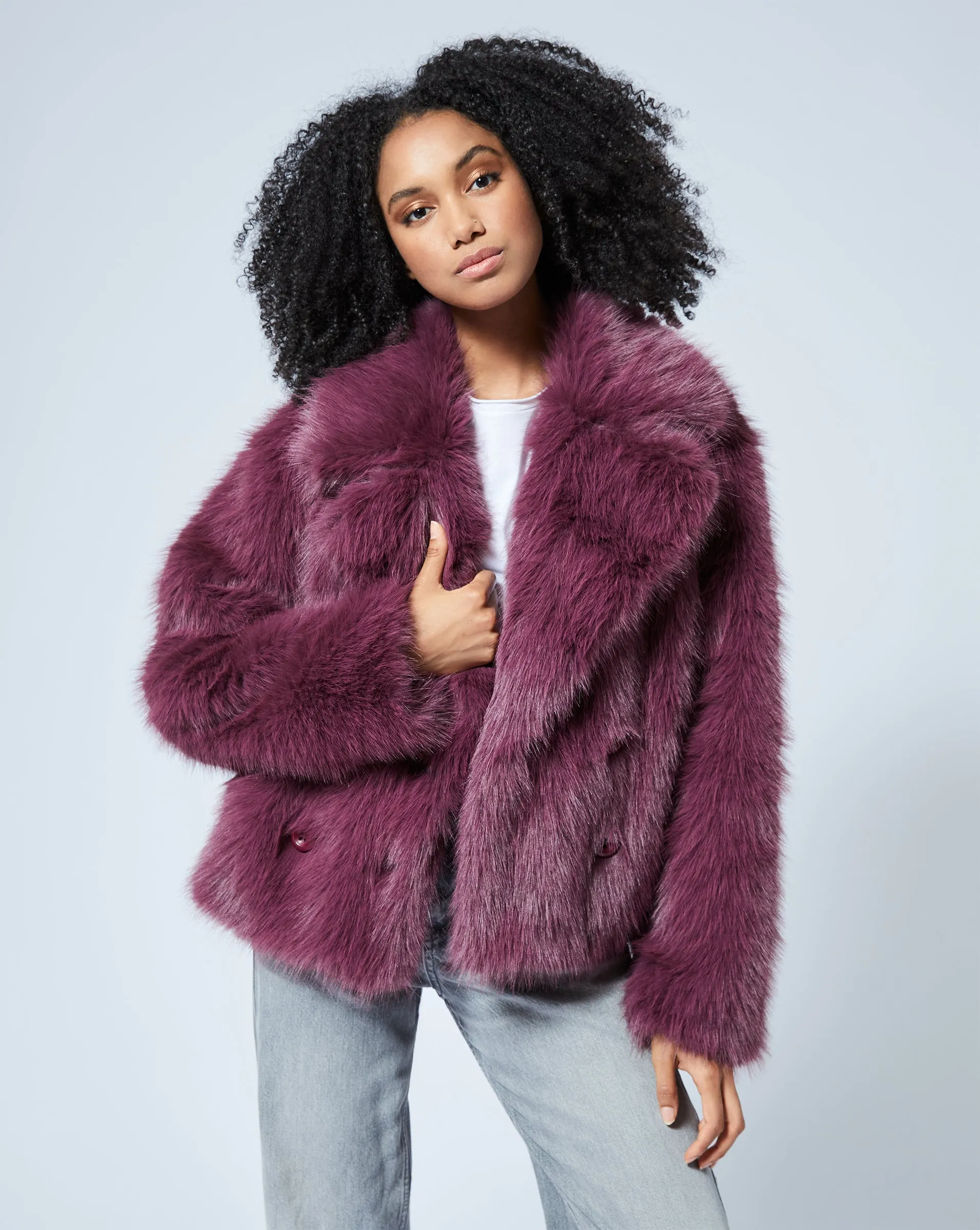 Double Breasted Faux Fur Mink Jacket sold by Adrienne Landau product image thumbnail 4