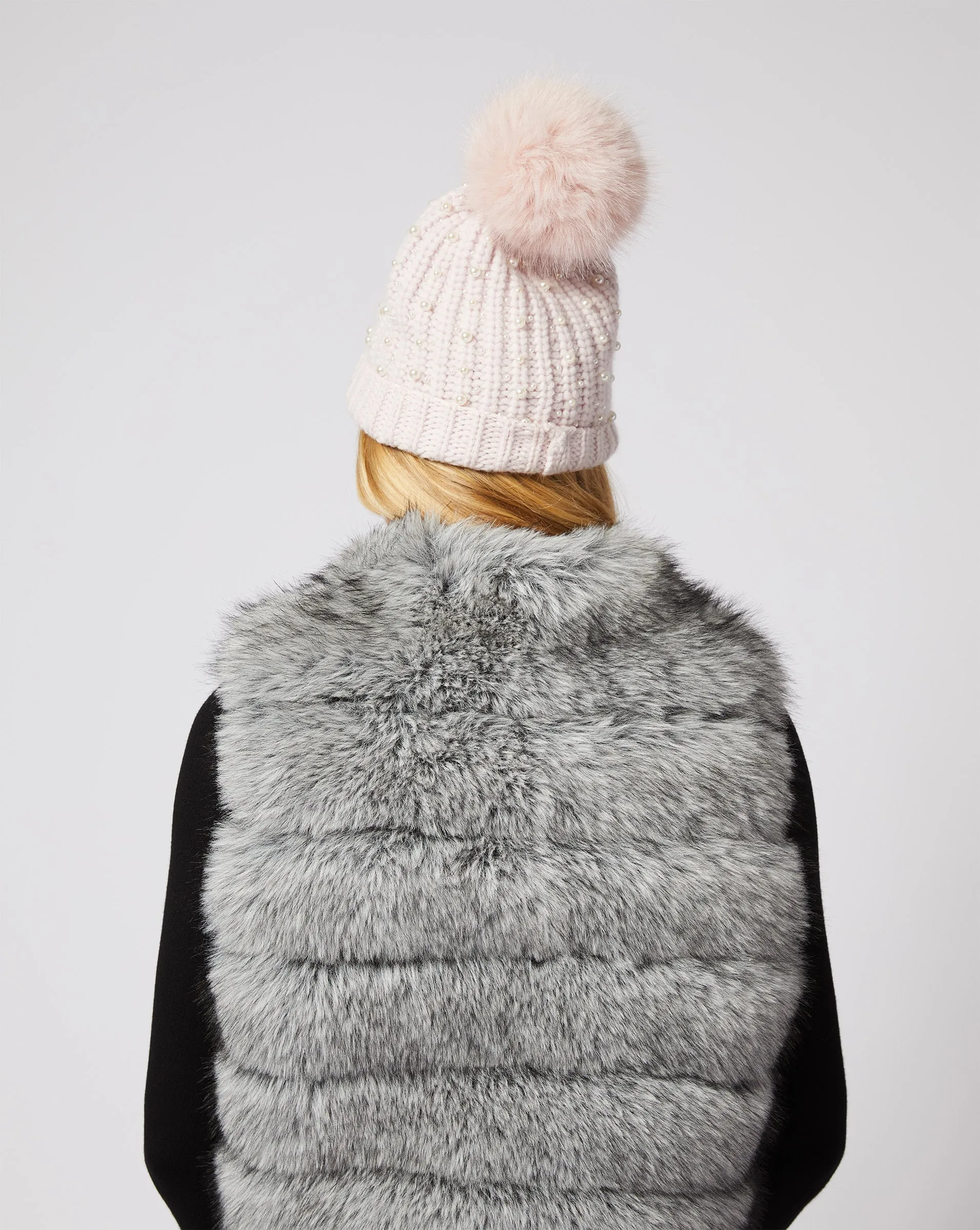Embellished Faux Fur Pom Pom Beanie sold by Adrienne Landau product image thumbnail 3