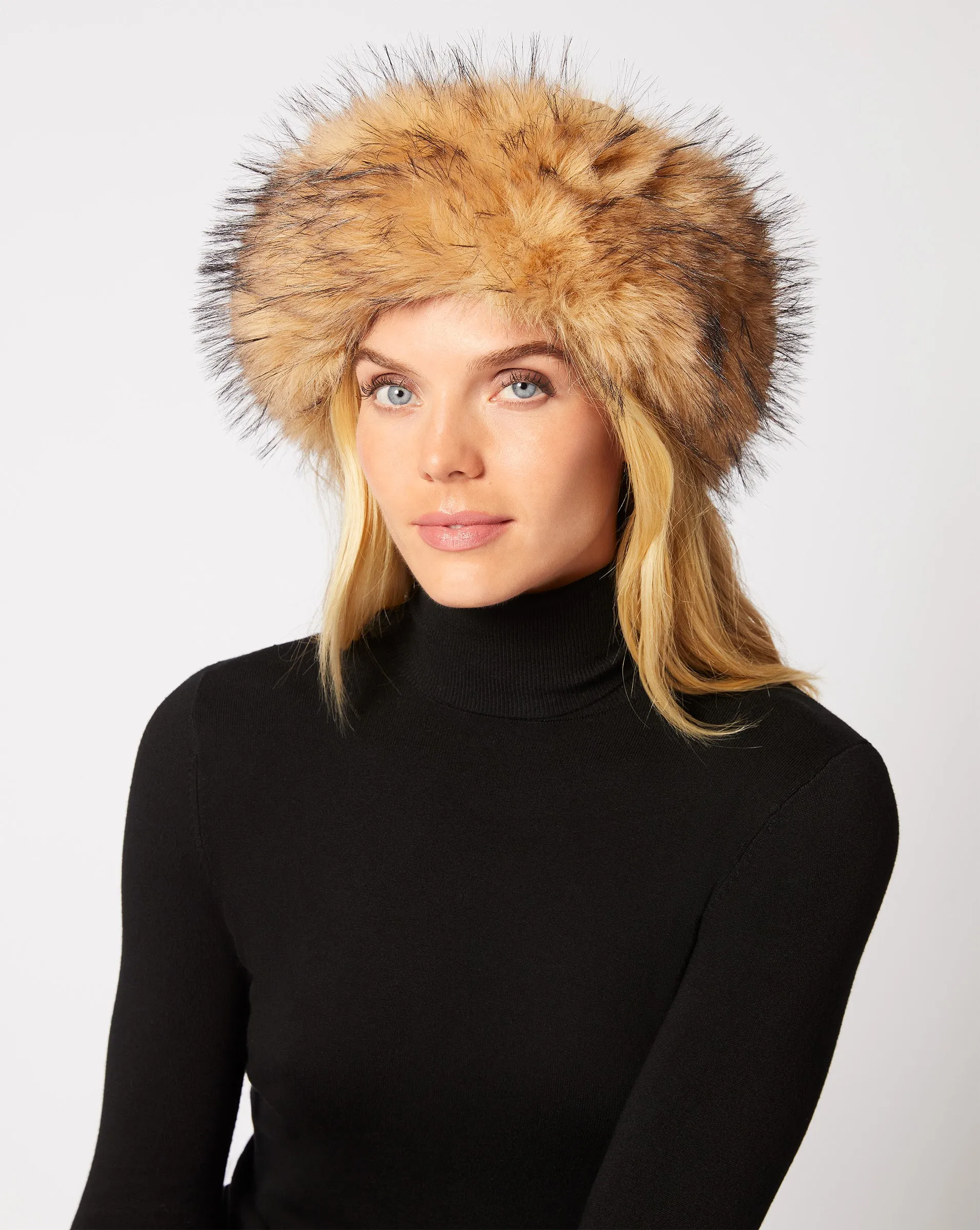 Faux Leather & Fox Faux Fur Hat sold by Adrienne Landau