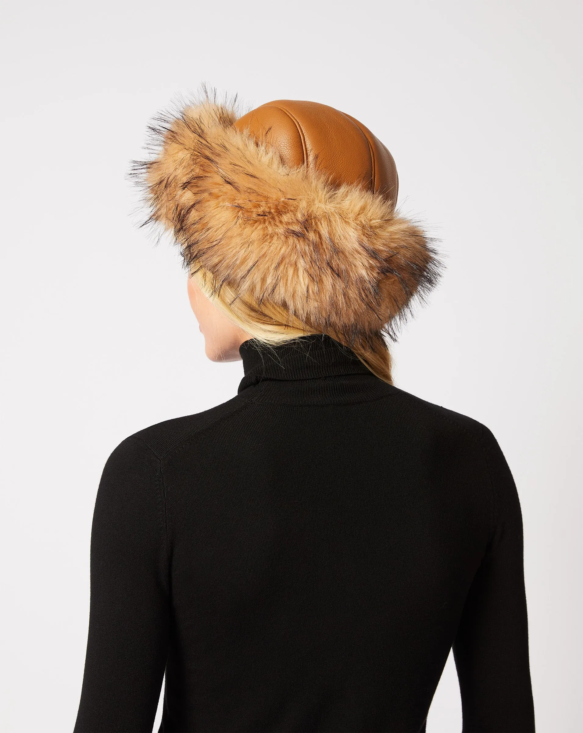 Faux Leather & Fox Faux Fur Hat sold by Adrienne Landau product image thumbnail 4