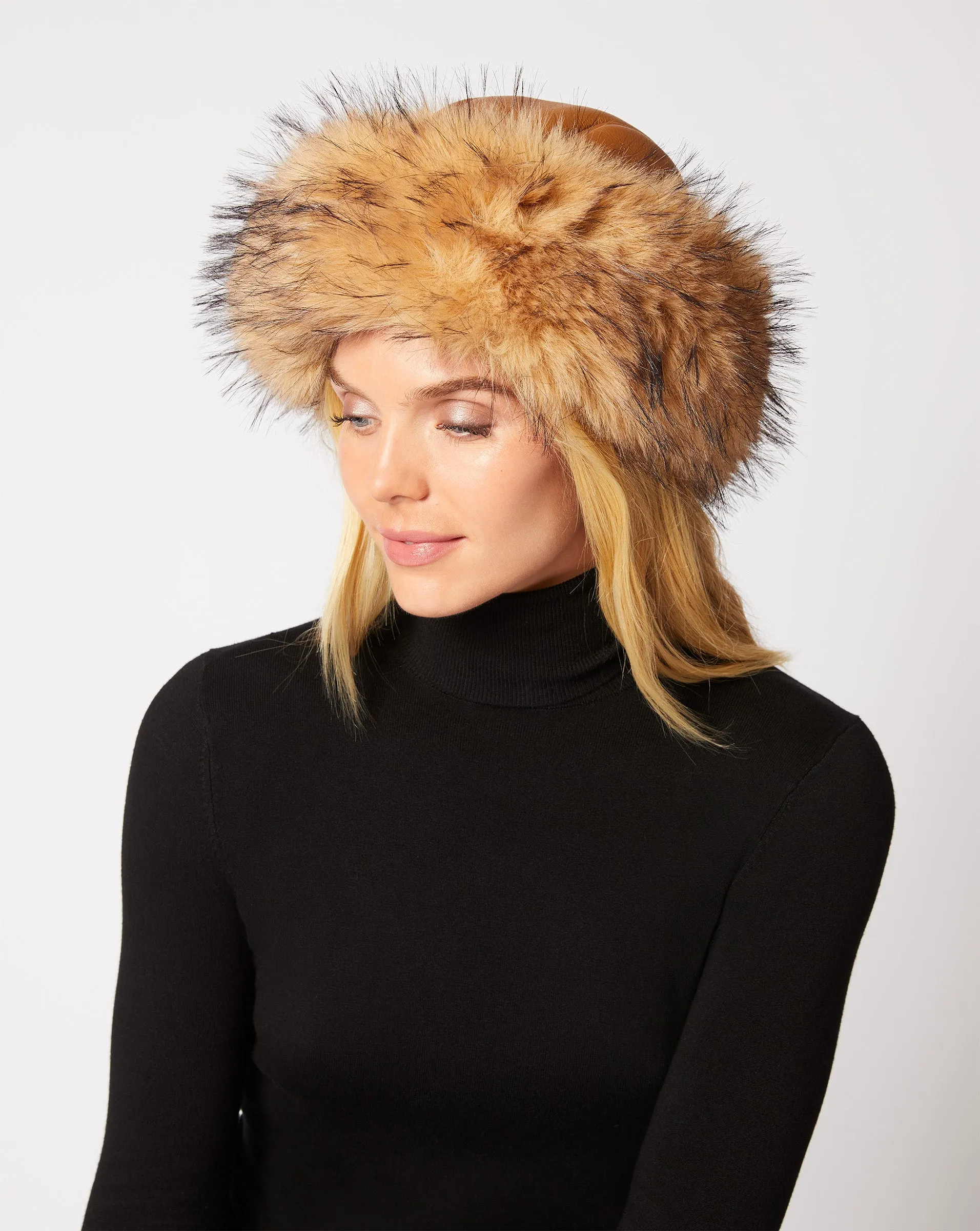 Faux Leather & Fox Faux Fur Hat sold by Adrienne Landau product image thumbnail 2