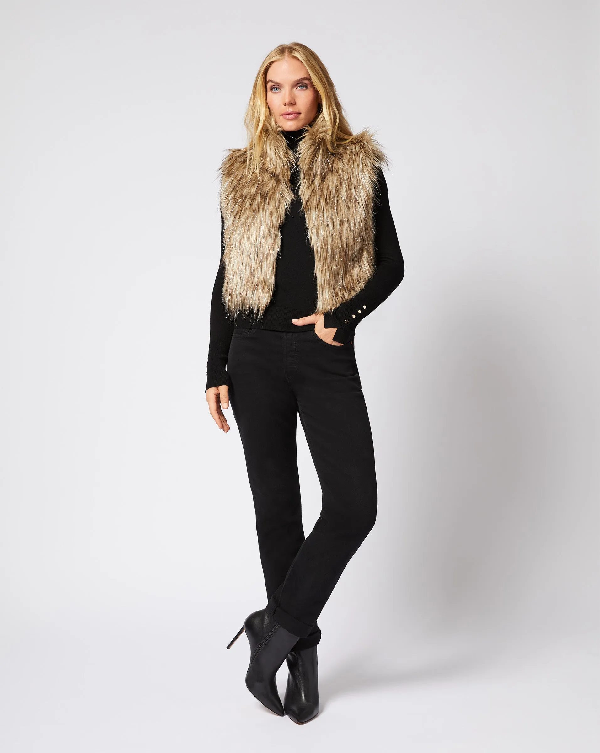 Kate Long Hair Fox Faux Fur Vest sold by Adrienne Landau