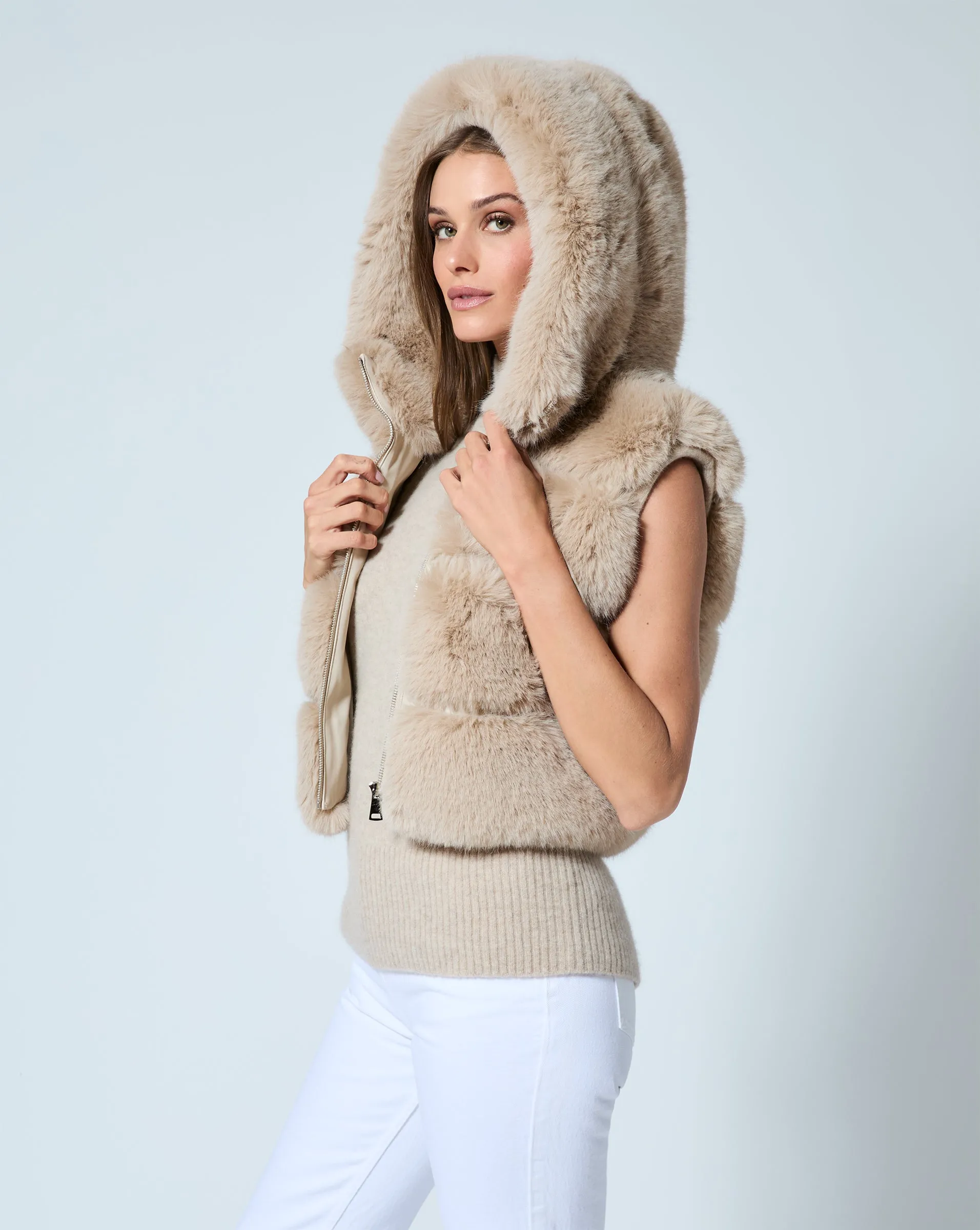 Landau Fox Faux Fur Hooded Vest sold by Adrienne Landau product image thumbnail 5