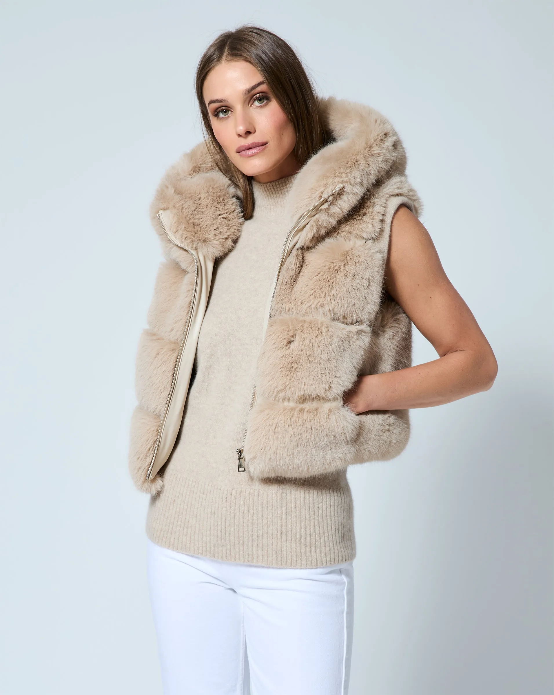 Landau Fox Faux Fur Hooded Vest sold by Adrienne Landau product image thumbnail 2
