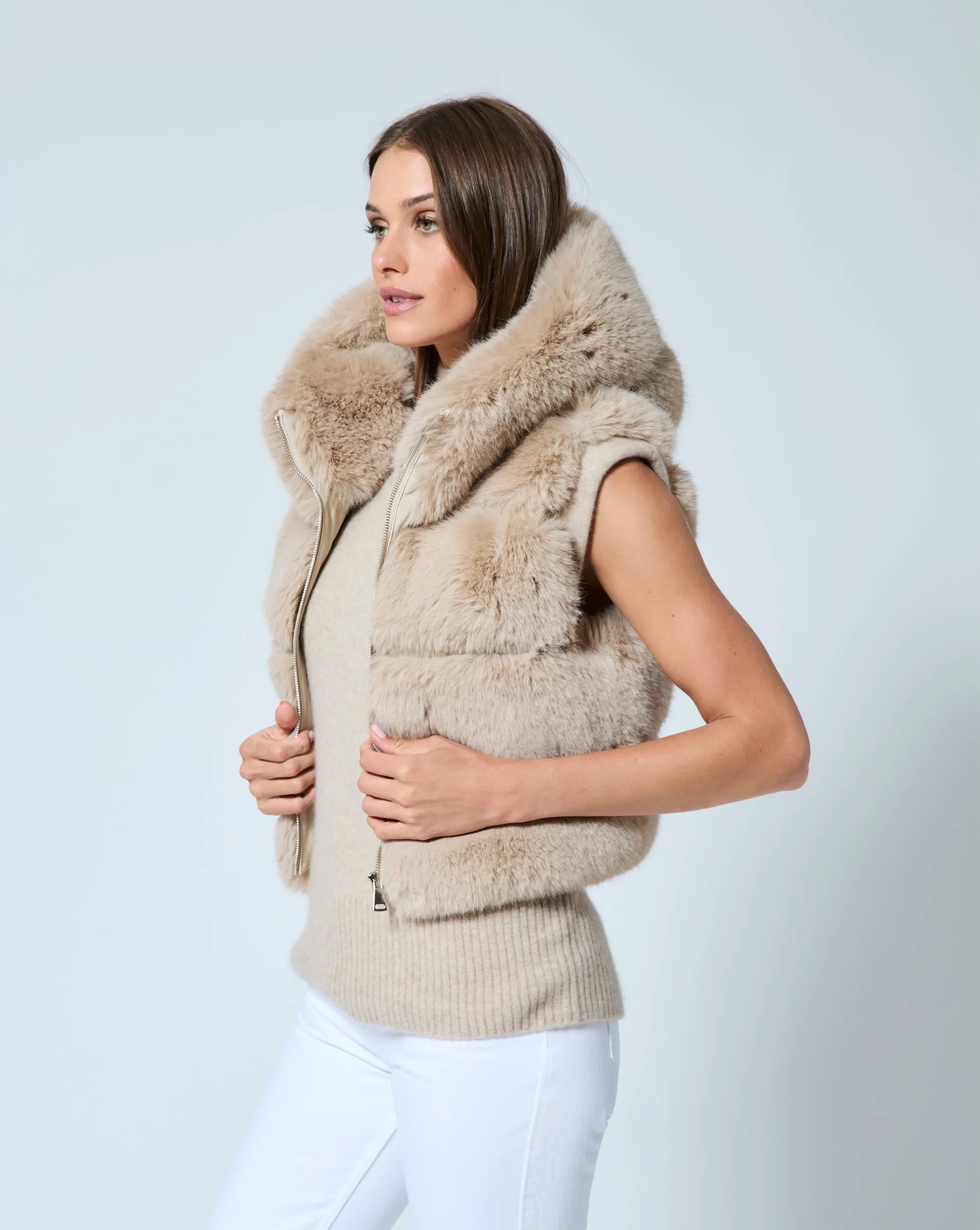 Landau Fox Faux Fur Hooded Vest sold by Adrienne Landau product image thumbnail 3