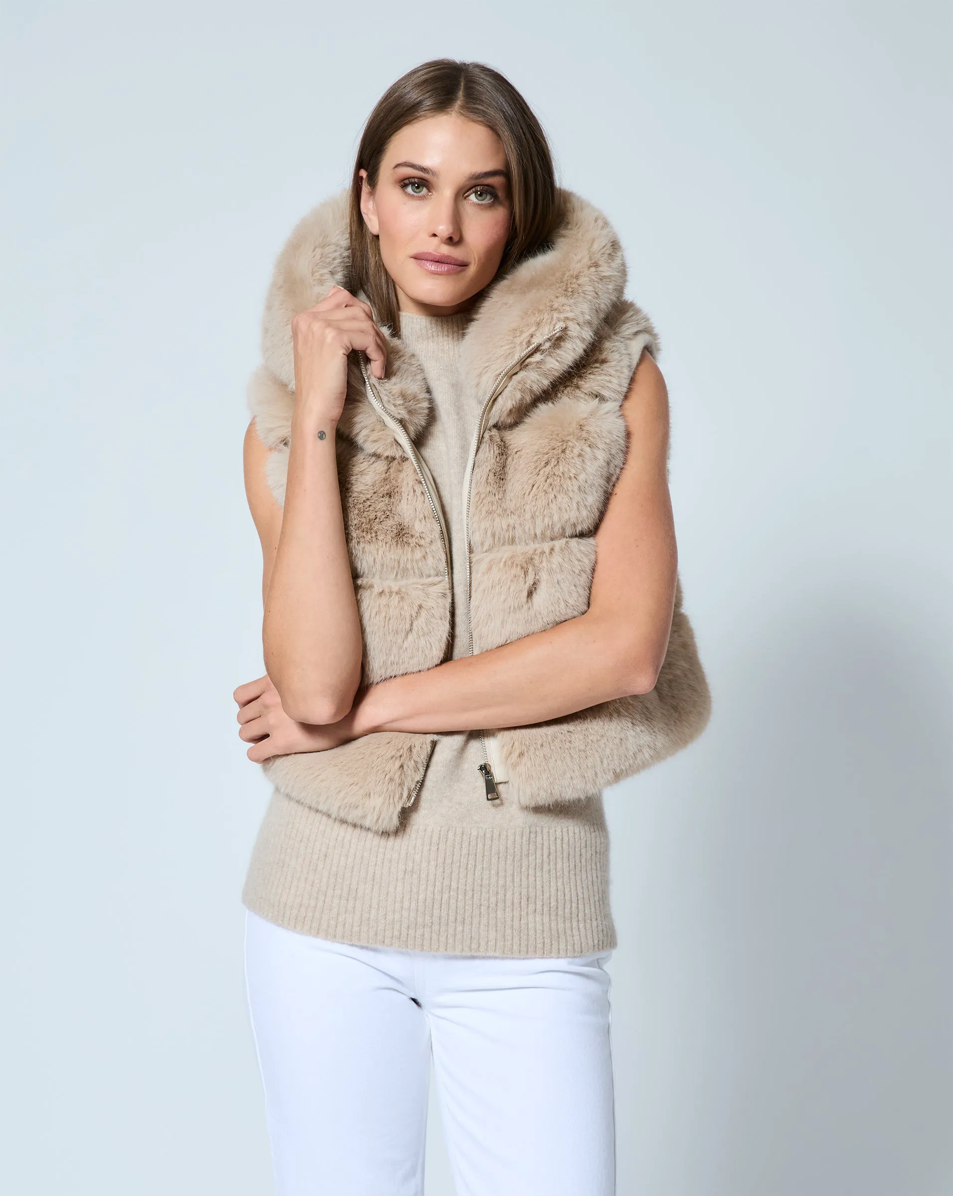 Landau Fox Faux Fur Hooded Vest sold by Adrienne Landau