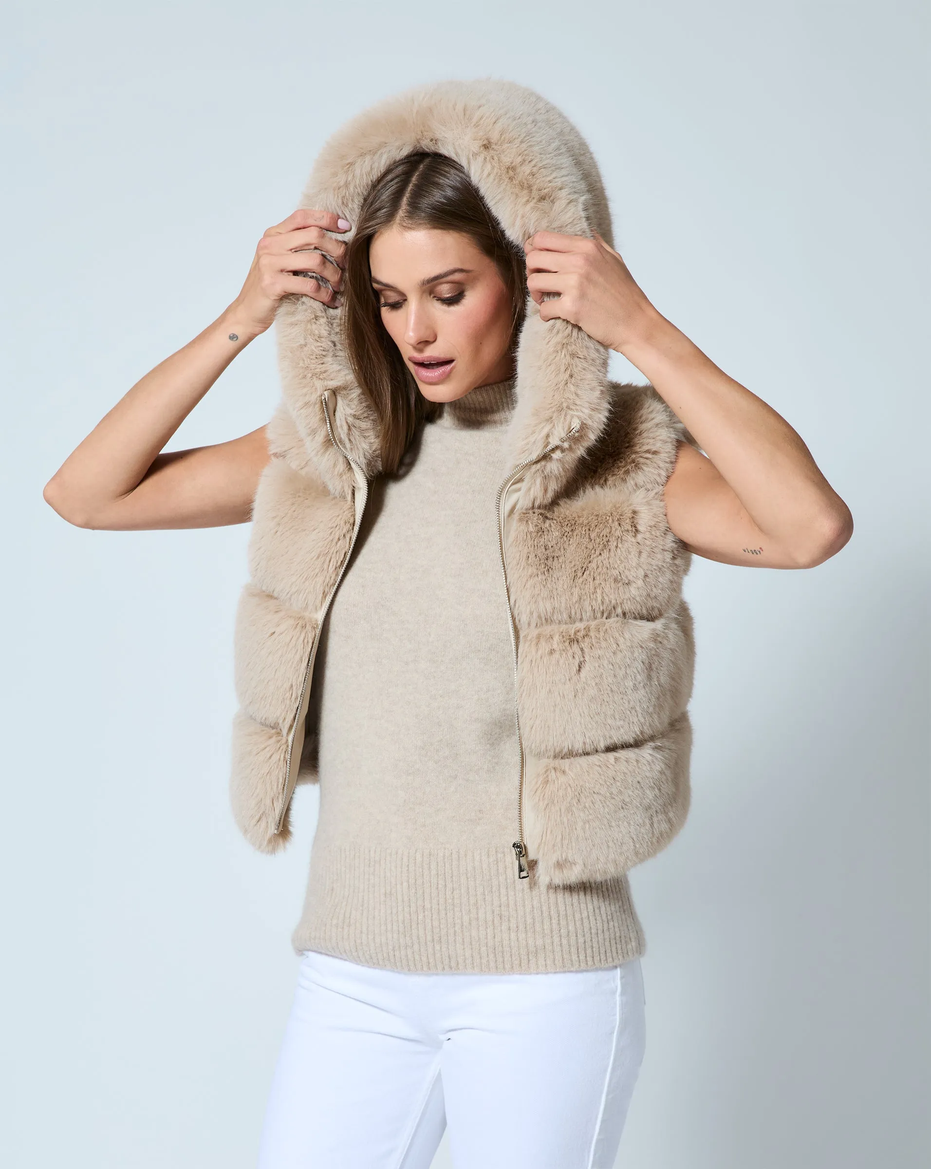 Landau Fox Faux Fur Hooded Vest sold by Adrienne Landau product image thumbnail 4
