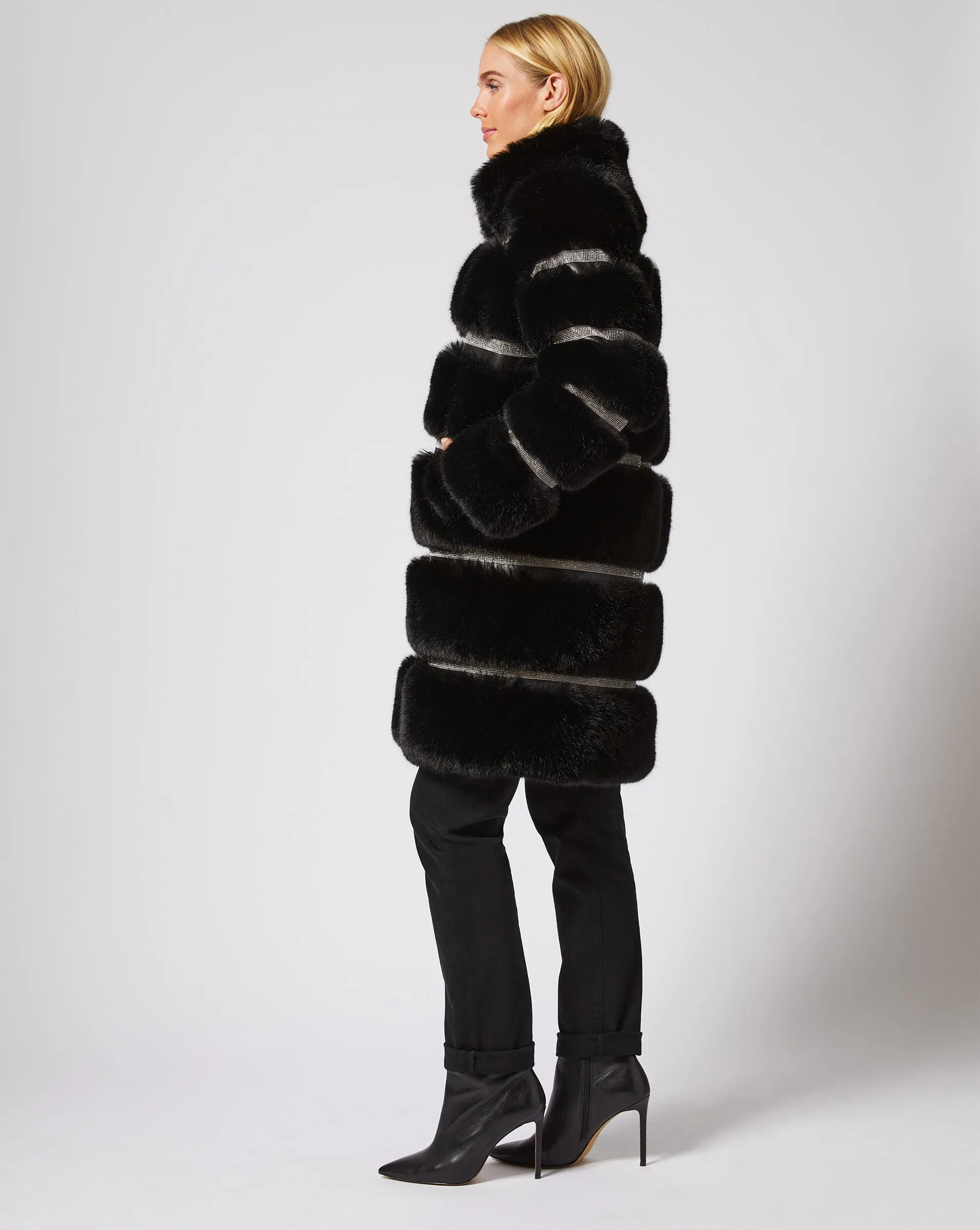 Luxe Diamond & Fox Faux Fur Coat sold by Adrienne Landau product image thumbnail 3