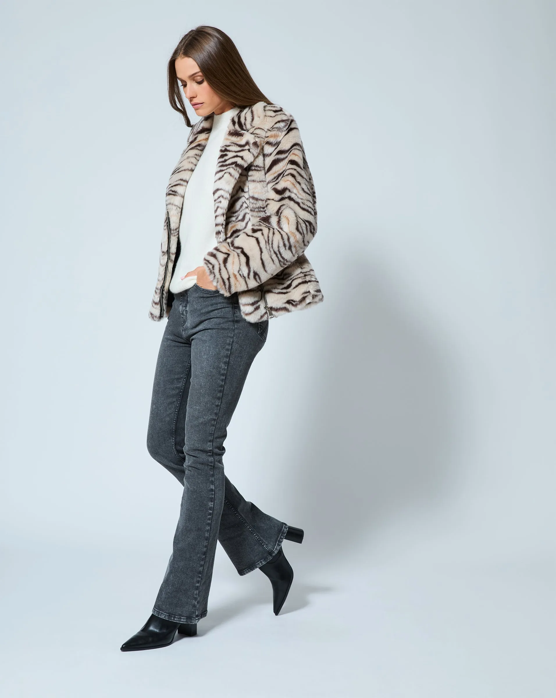 Moto Mink Faux Fur Jacket sold by Adrienne Landau product image thumbnail 3