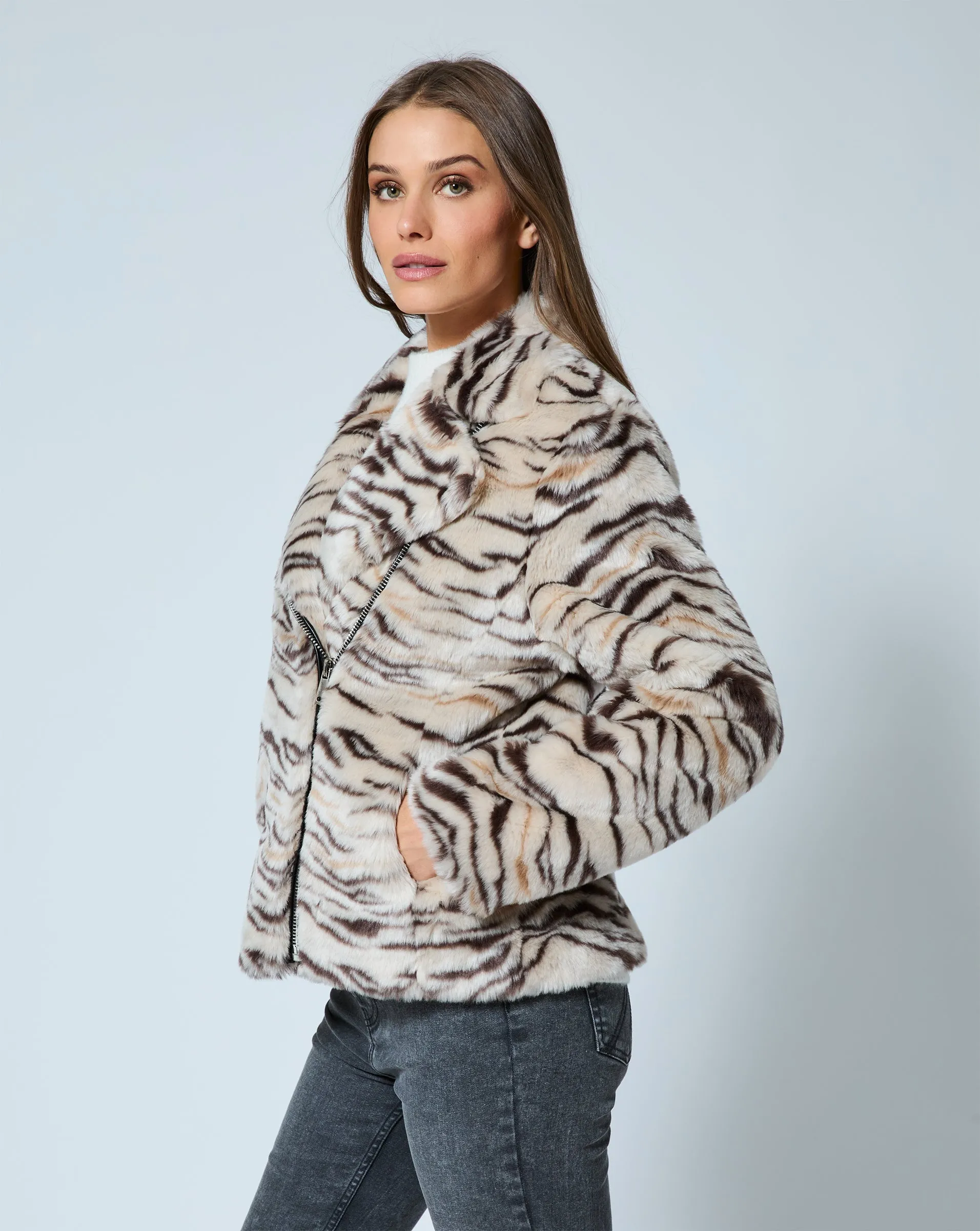 Moto Mink Faux Fur Jacket sold by Adrienne Landau product image thumbnail 4