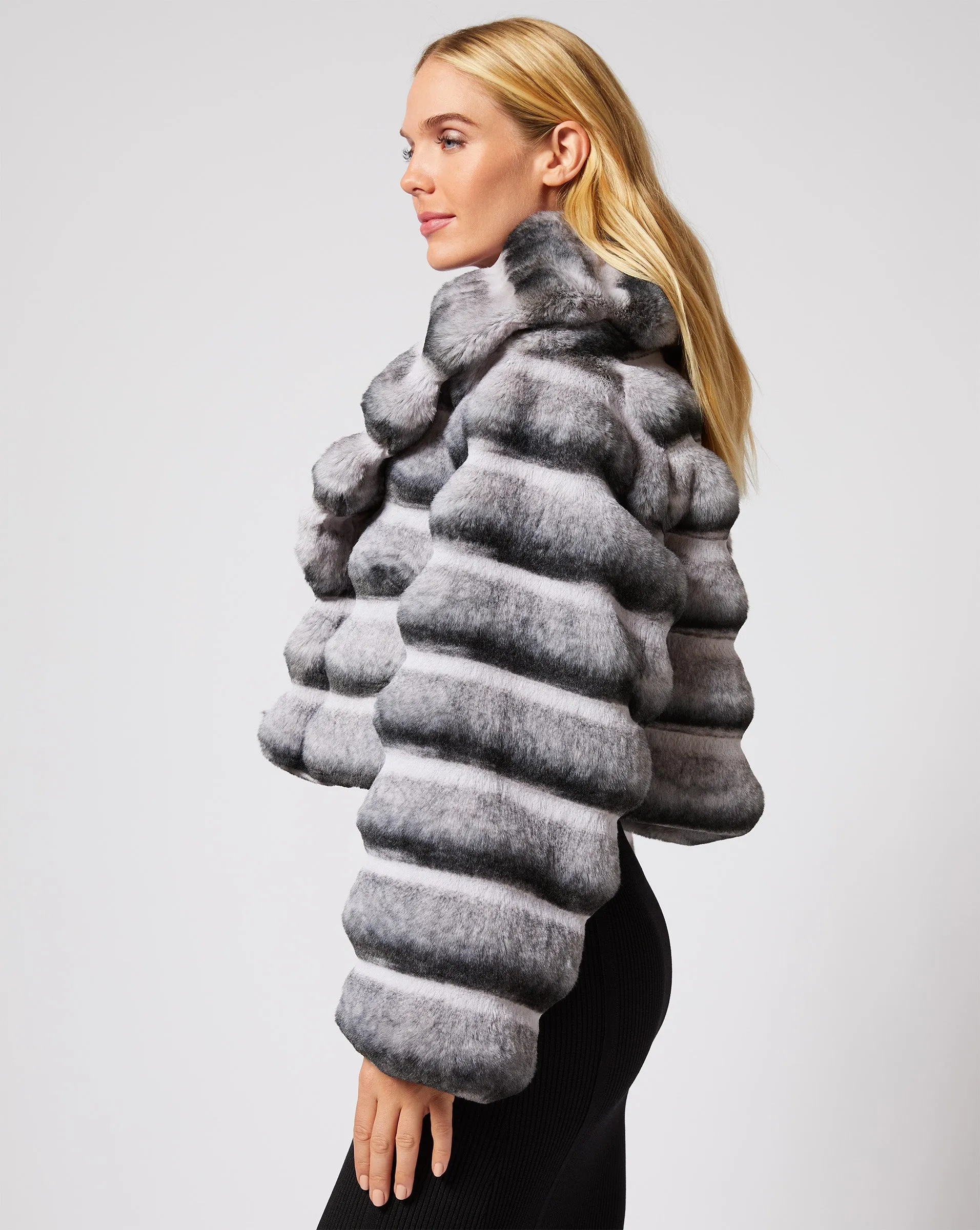 Shawl Collar Chinchilla Faux Fur Jacket sold by Adrienne Landau product image thumbnail 2
