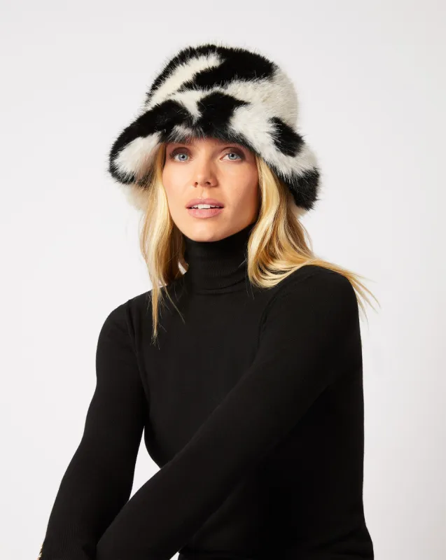 Zebra Printed Fox Faux Fur Bucket Hat sold by Adrienne Landau