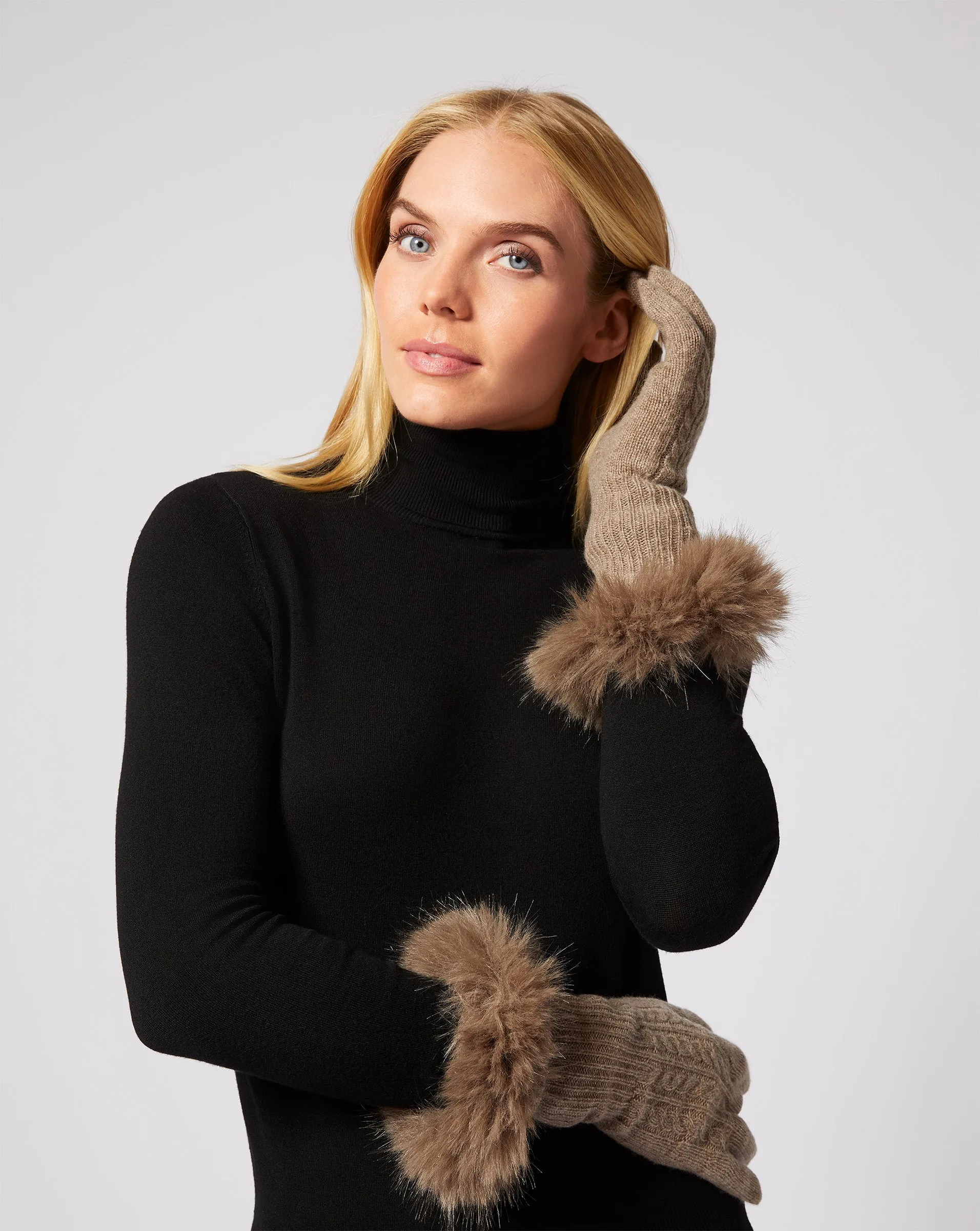 Cashmere & Fox Faux Fur Glove sold by Adrienne Landau product image thumbnail 3