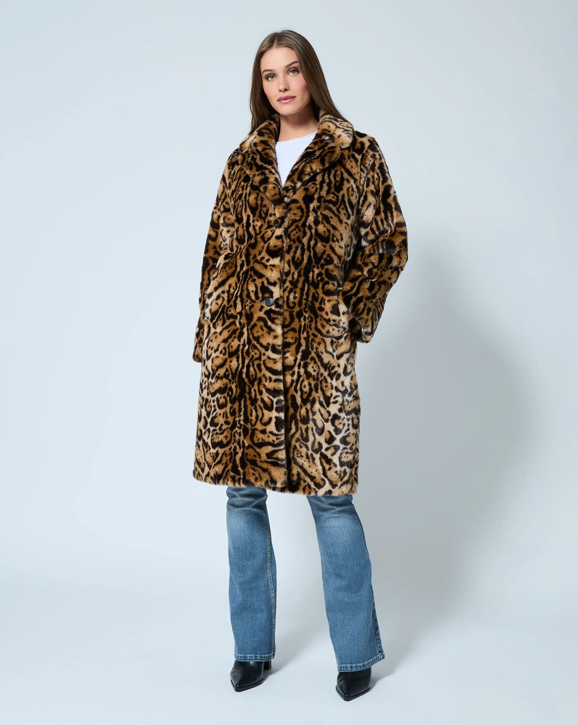 Cheetah Print Faux Fur Maxi Coat sold by Adrienne Landau product image thumbnail 3