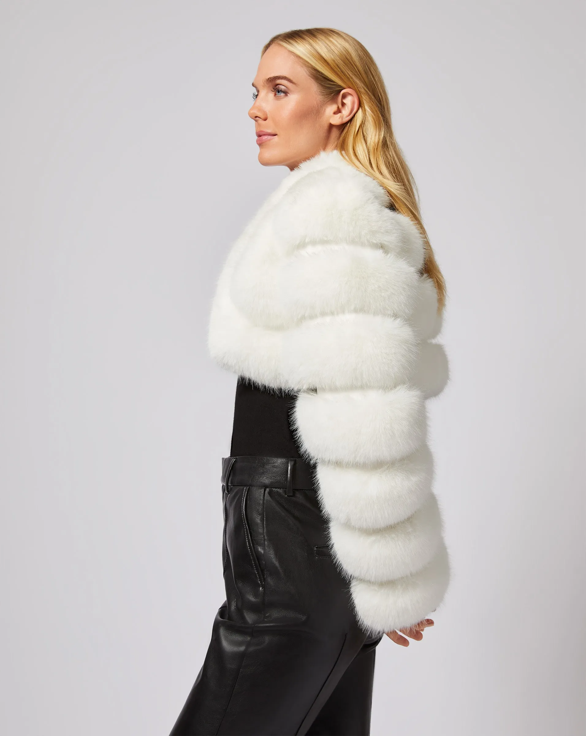 Cropped Channel Quilt Fox Faux Fur Jacket sold by Adrienne Landau product image thumbnail 2