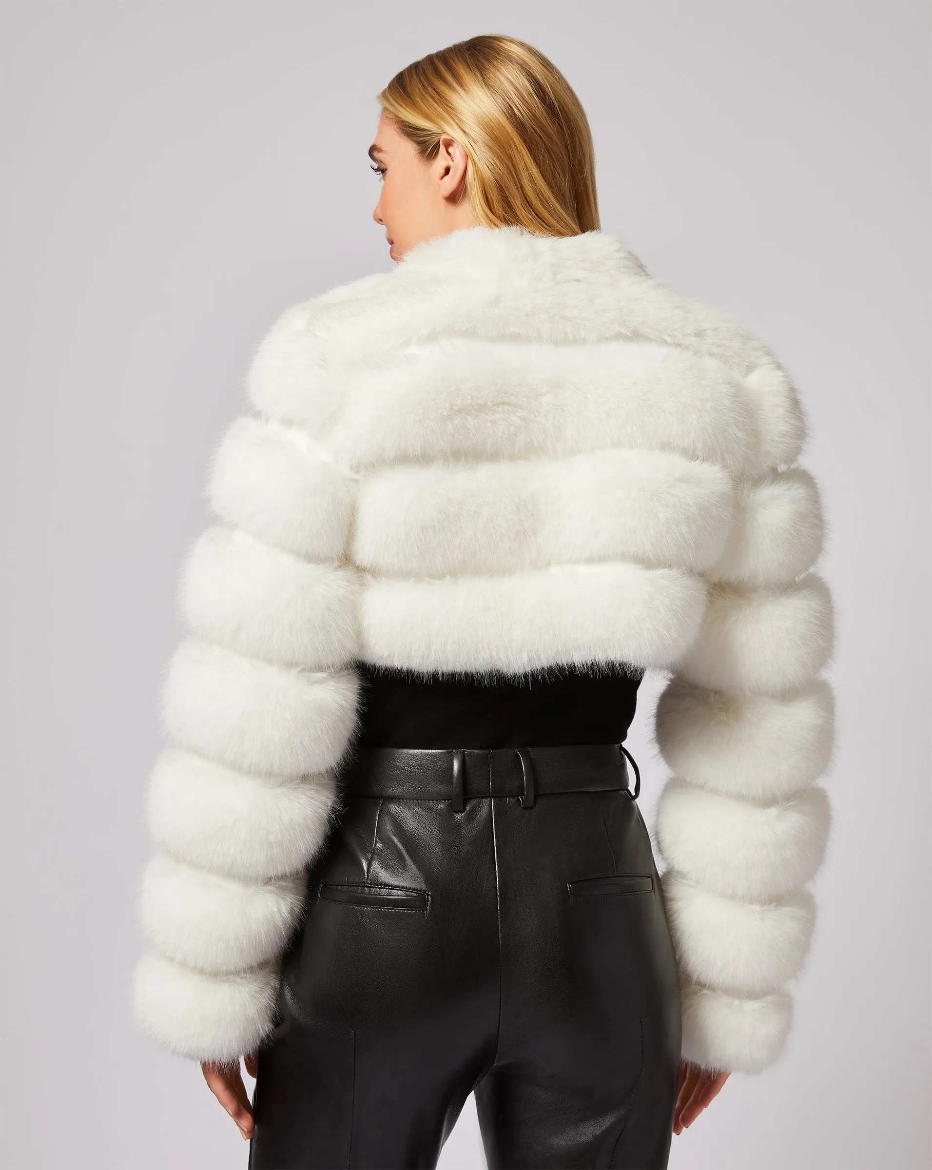 Cropped Channel Quilt Fox Faux Fur Jacket sold by Adrienne Landau product image thumbnail 3