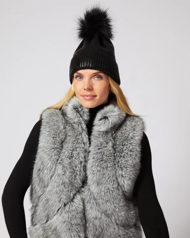 Adison Faux Fur Pom Pom Beanie sold by Adrienne Landau