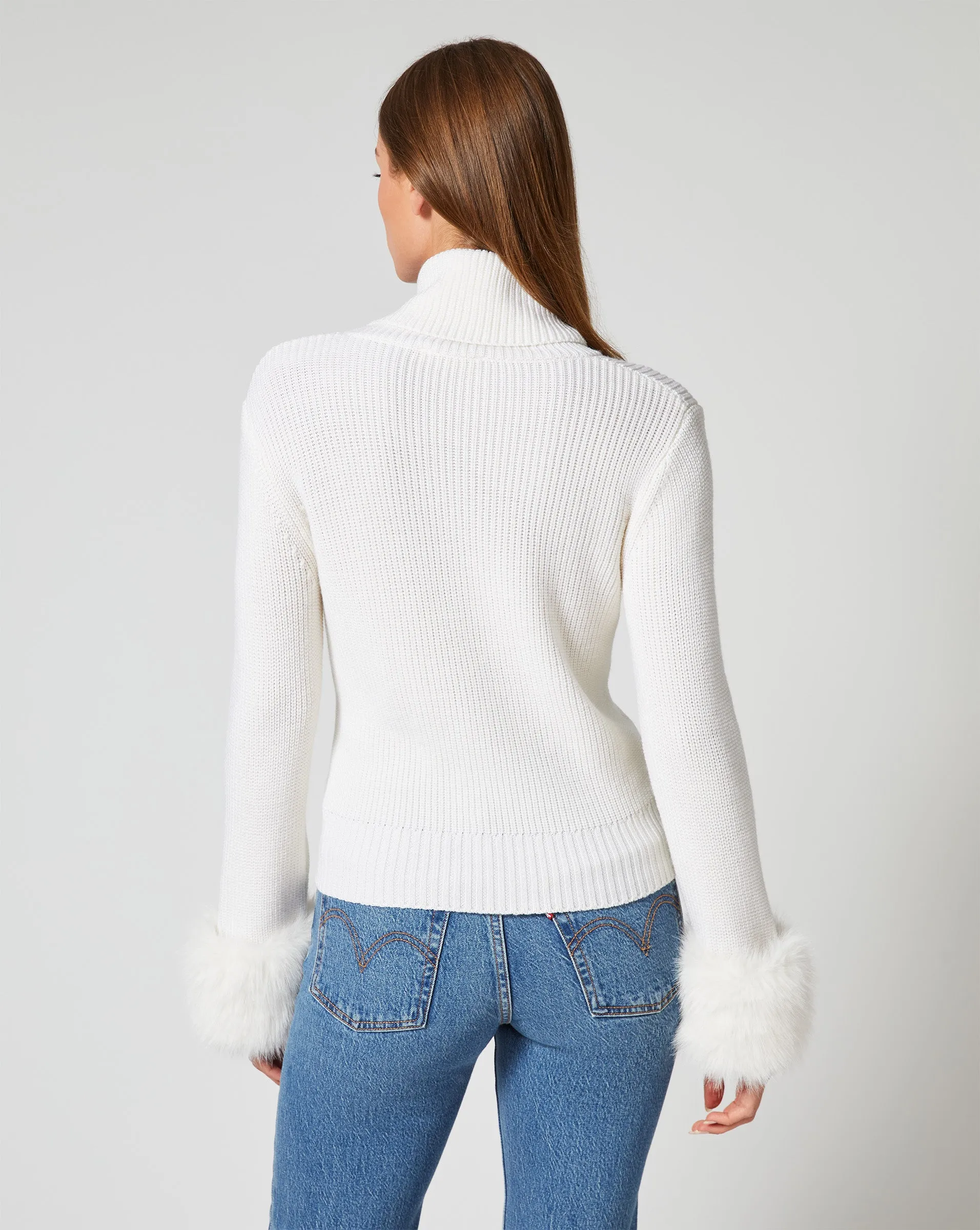 Alps Removable Faux Fur Turtleneck Sweater sold by Adrienne Landau product image thumbnail 4