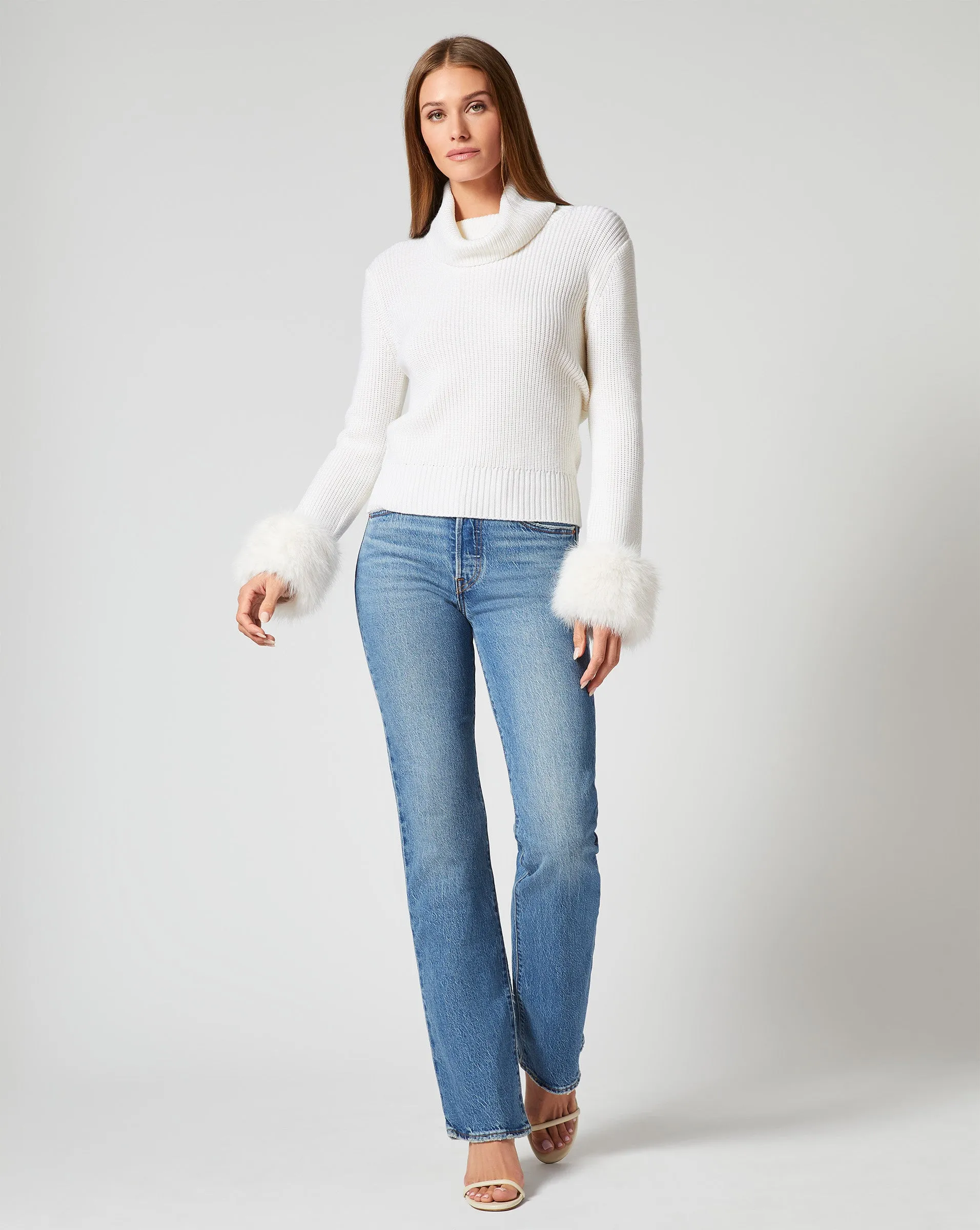 Alps Removable Faux Fur Turtleneck Sweater sold by Adrienne Landau product image thumbnail 5