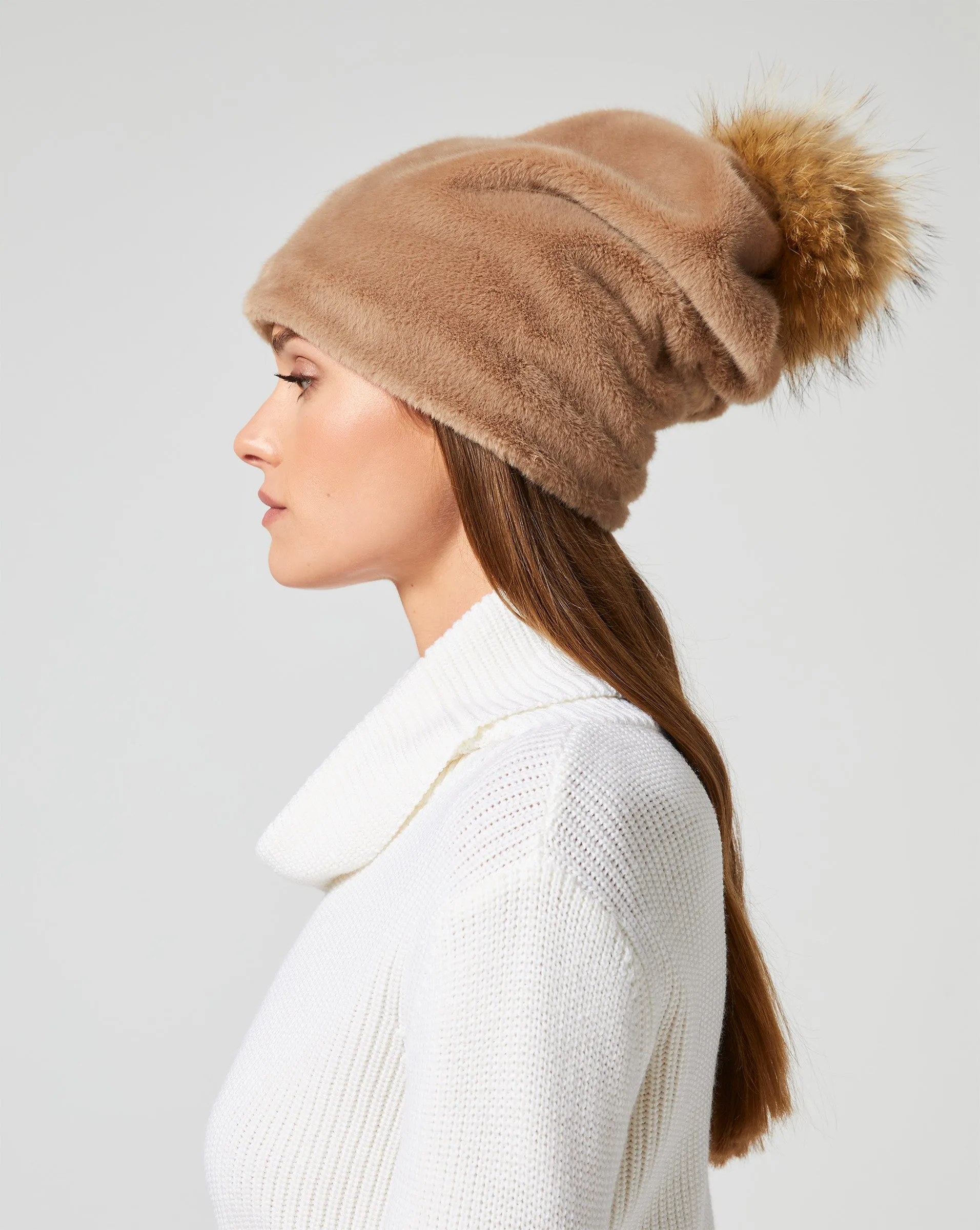 Teddy Mink Faux Fur Beanie sold by Adrienne Landau product image thumbnail 3