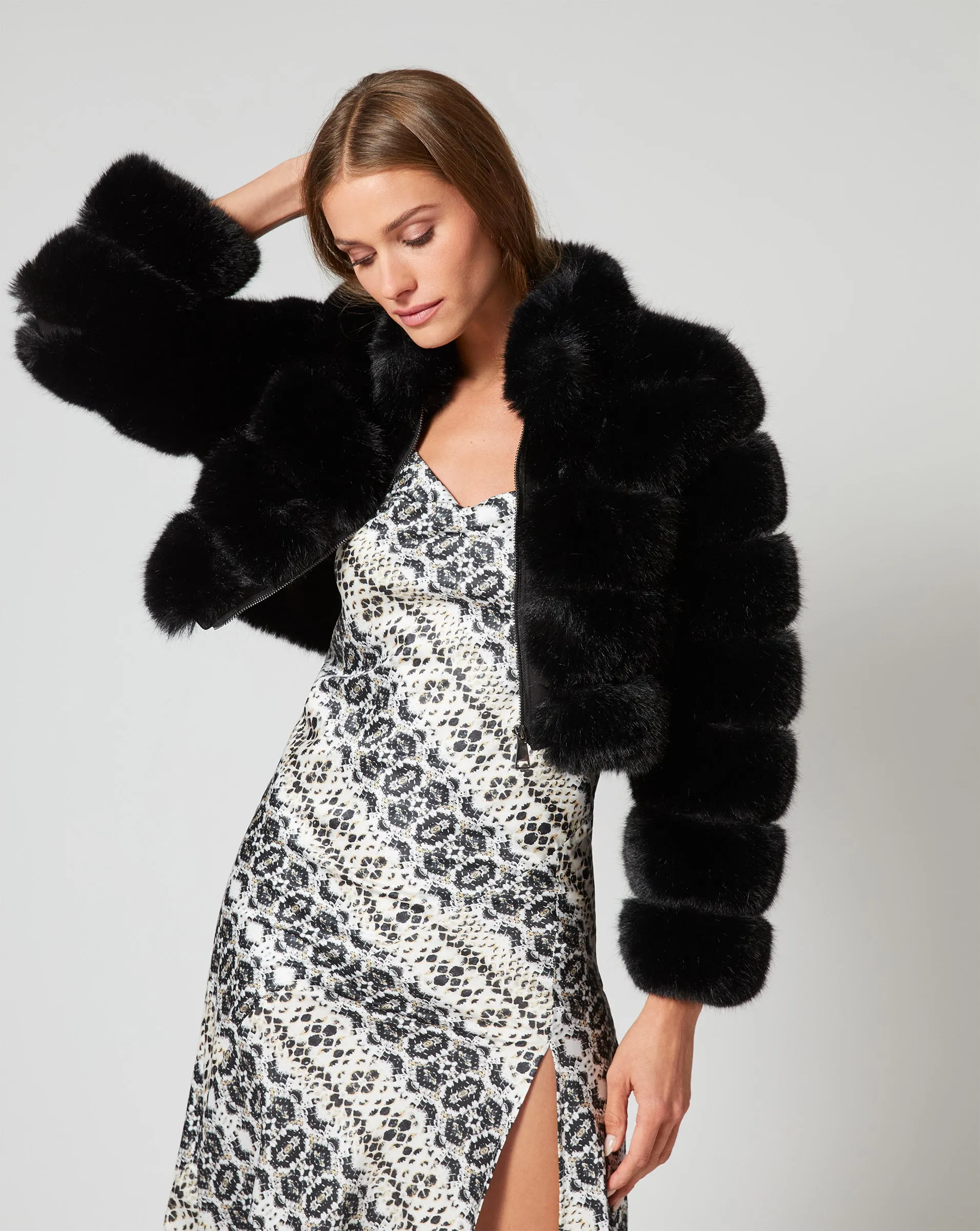 High Collar Fox Faux Fur Jacket sold by Adrienne Landau