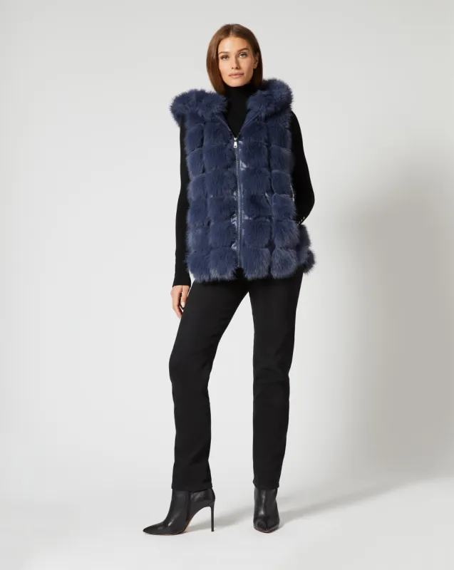 Fox Faux Fur & Faux Leather Hooded Vest sold by Adrienne Landau