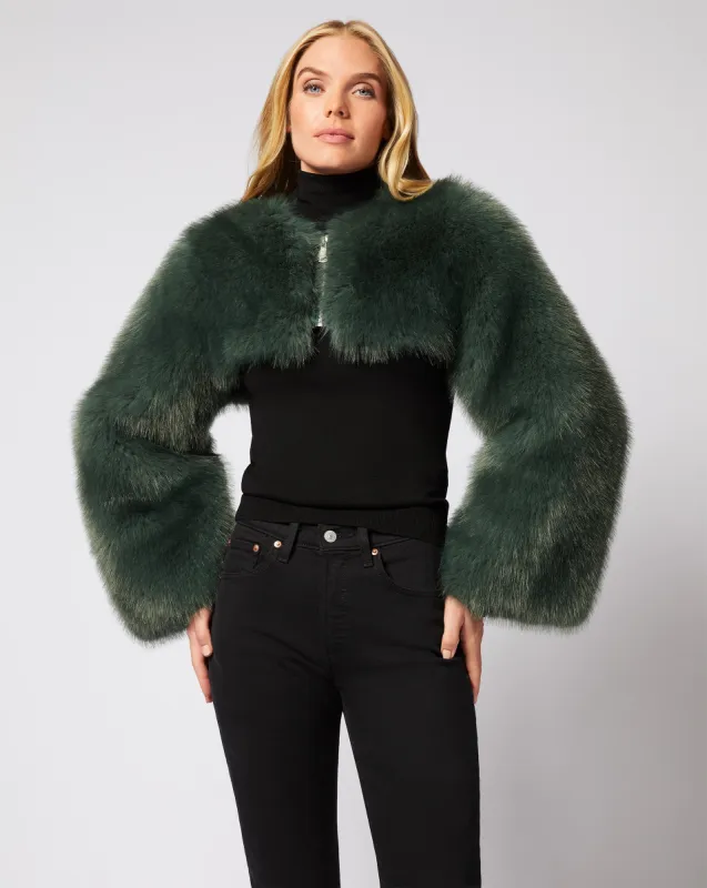 Cropped Fox Faux Fur Jacket sold by Adrienne Landau