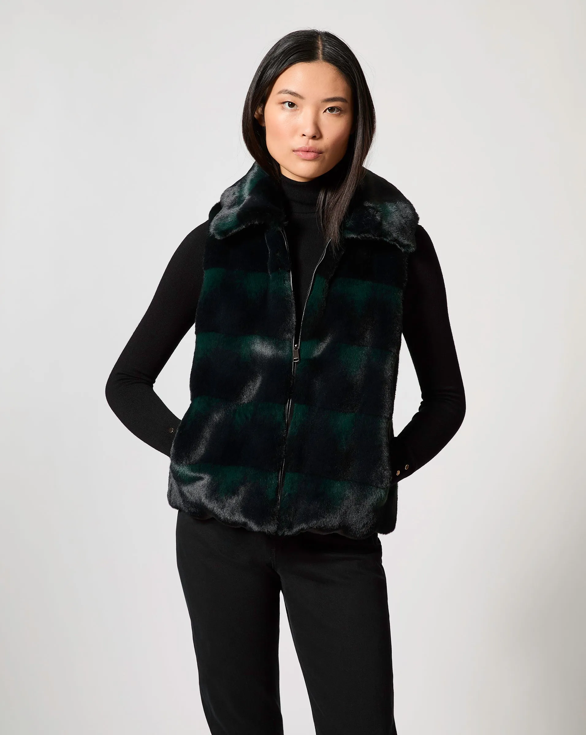 Lottie Mink Faux Fur Reversible Vest sold by Adrienne Landau