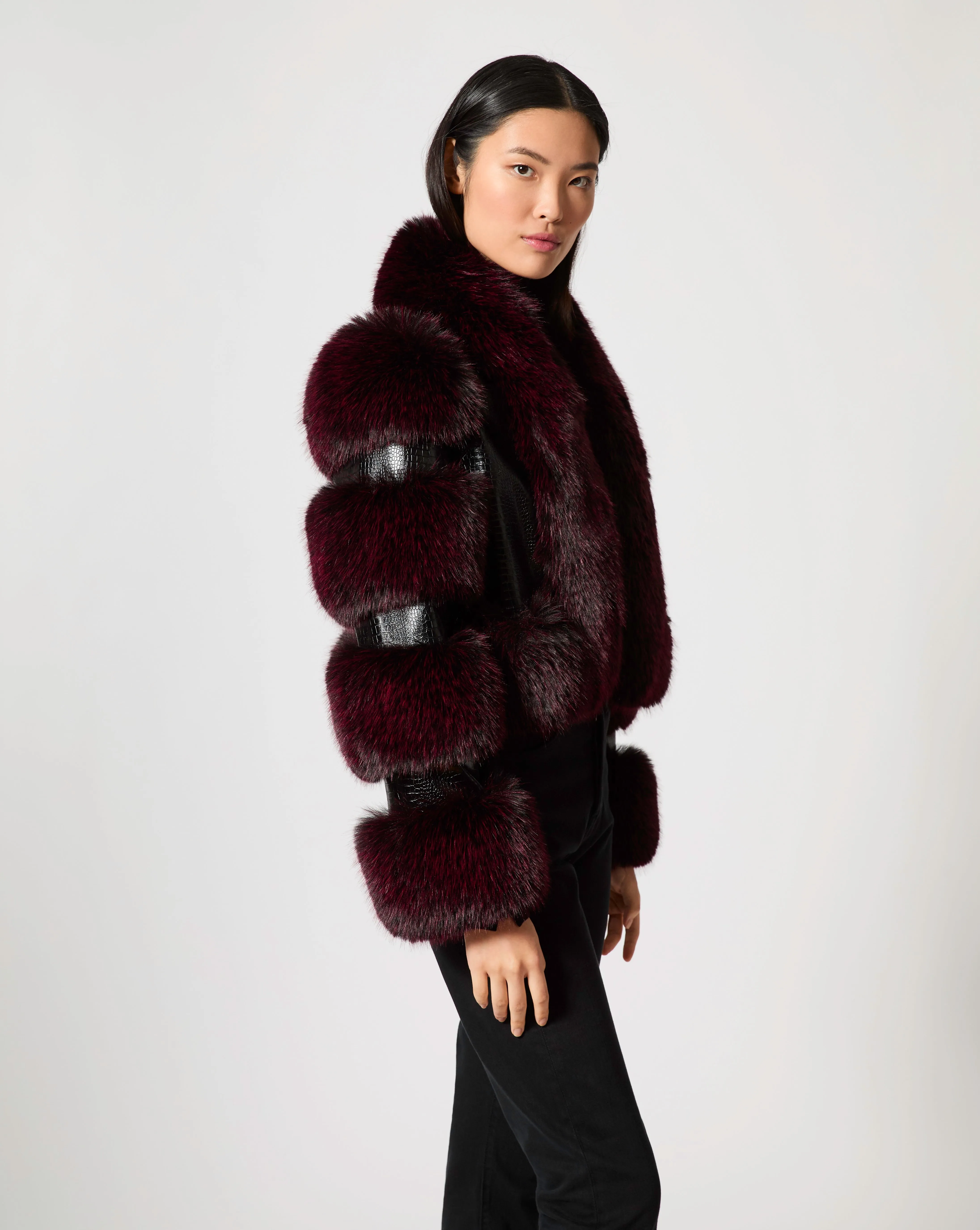 Croc Stamped Faux Leather & Fur Jacket sold by Adrienne Landau product image thumbnail 2