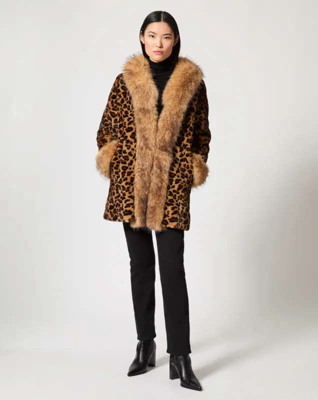 Cheetah Printed Faux Mink & Fox Fur Coat sold by Adrienne Landau
