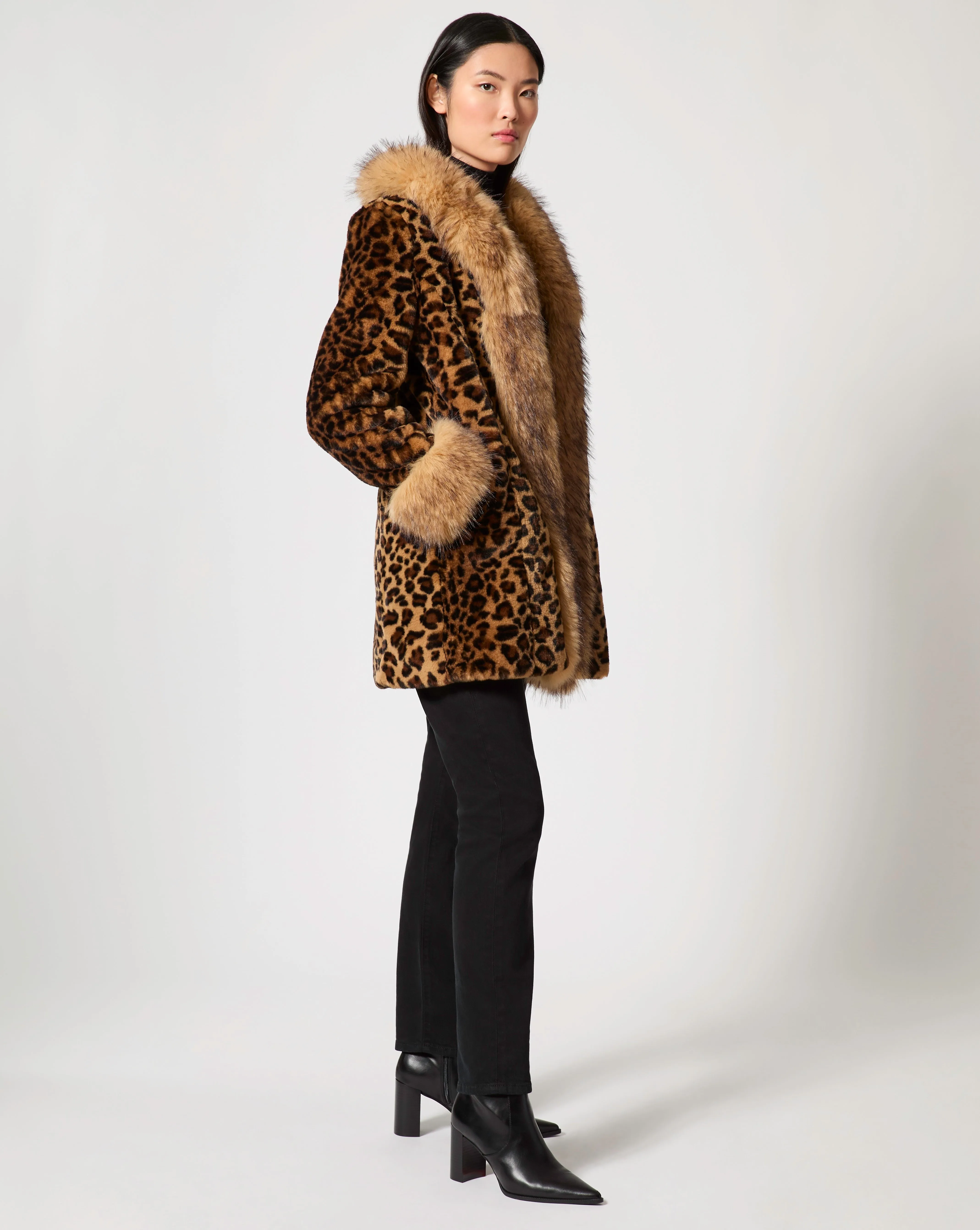 Cheetah Printed Faux Mink & Fox Fur Coat sold by Adrienne Landau product image thumbnail 2