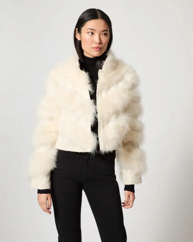 Blair Sparkle Tweed & Maribou Feather Jacket sold by Adrienne Landau