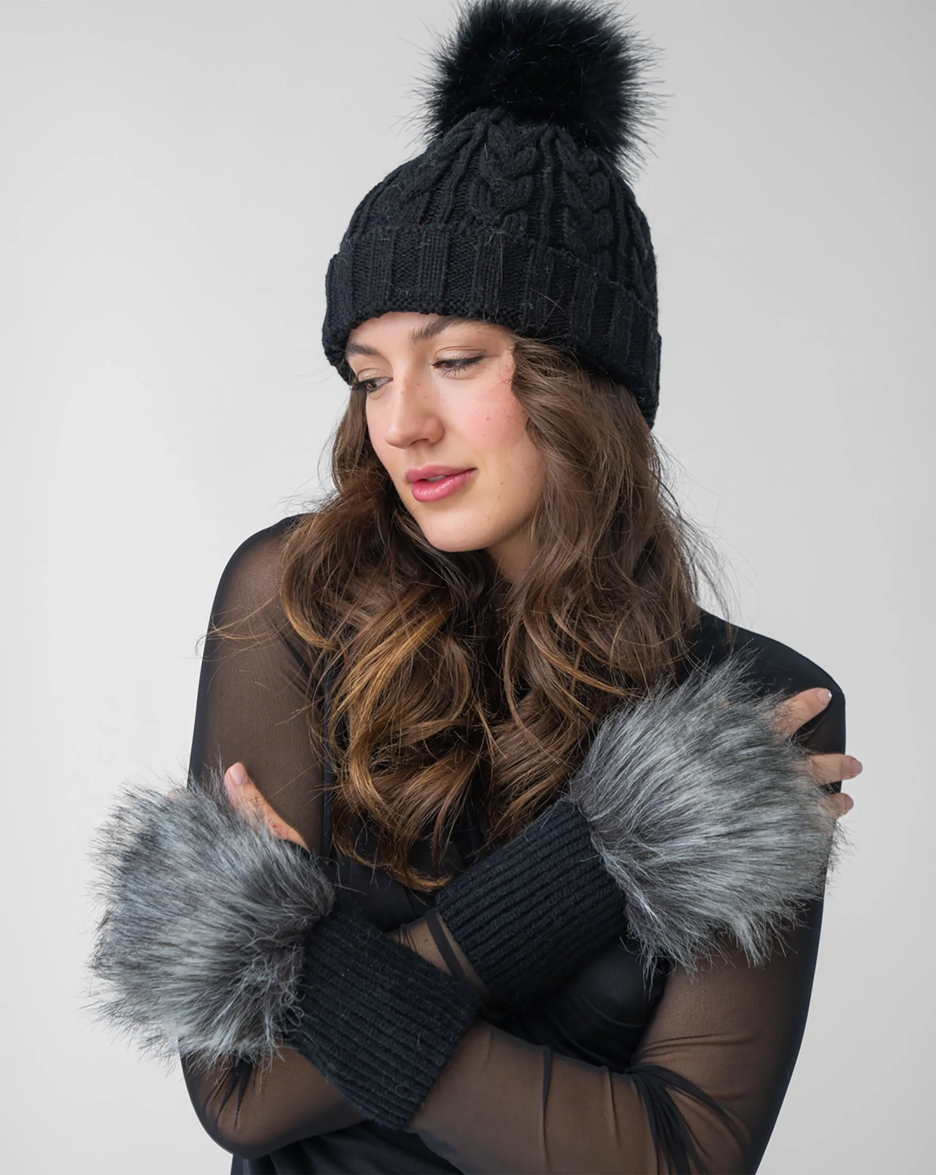 FINAL SALE - Faux Fur Fingerless Gloves sold by Adrienne Landau