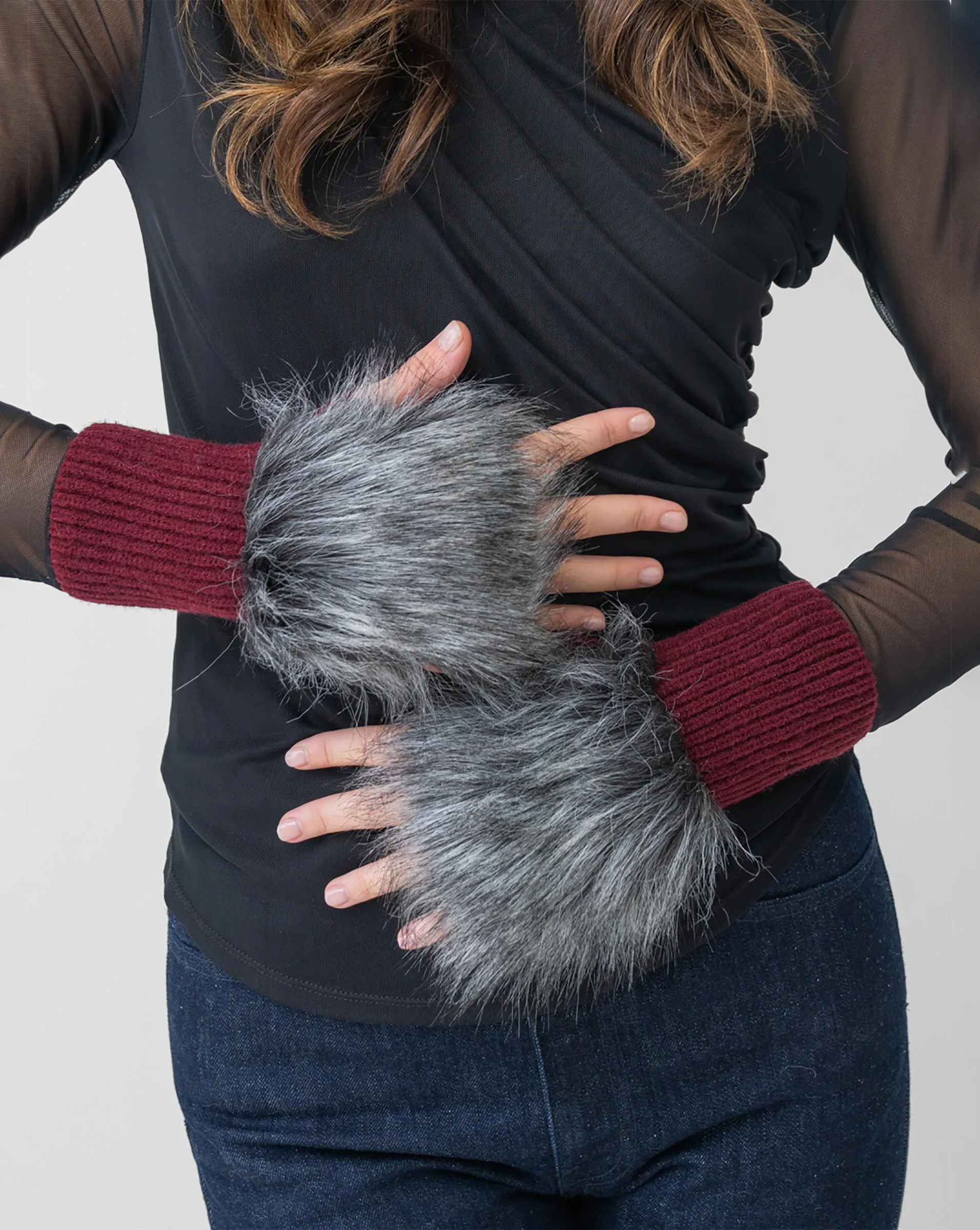 FINAL SALE - Faux Fur Fingerless Gloves sold by Adrienne Landau product image thumbnail 3