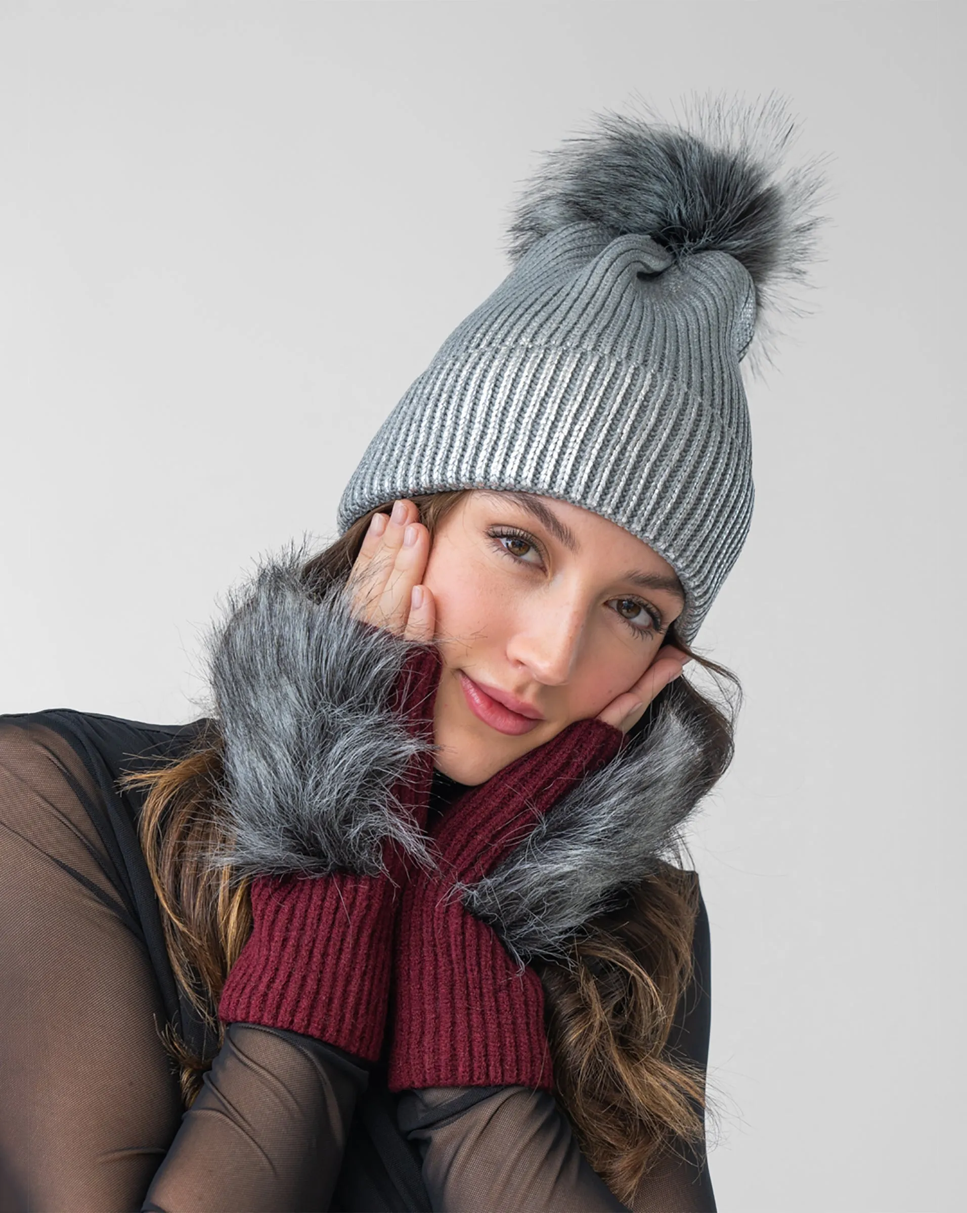 FINAL SALE - Faux Fur Fingerless Gloves sold by Adrienne Landau product image thumbnail 2