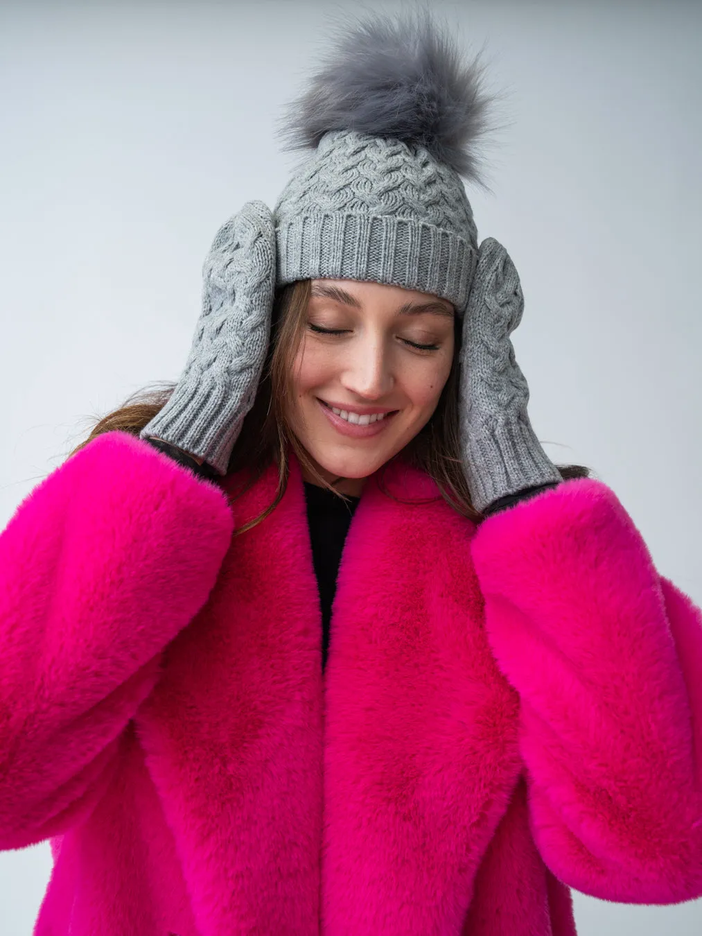 FINAL SALE - Cable Knit Hat & Glove Set sold by Adrienne Landau product image thumbnail 2