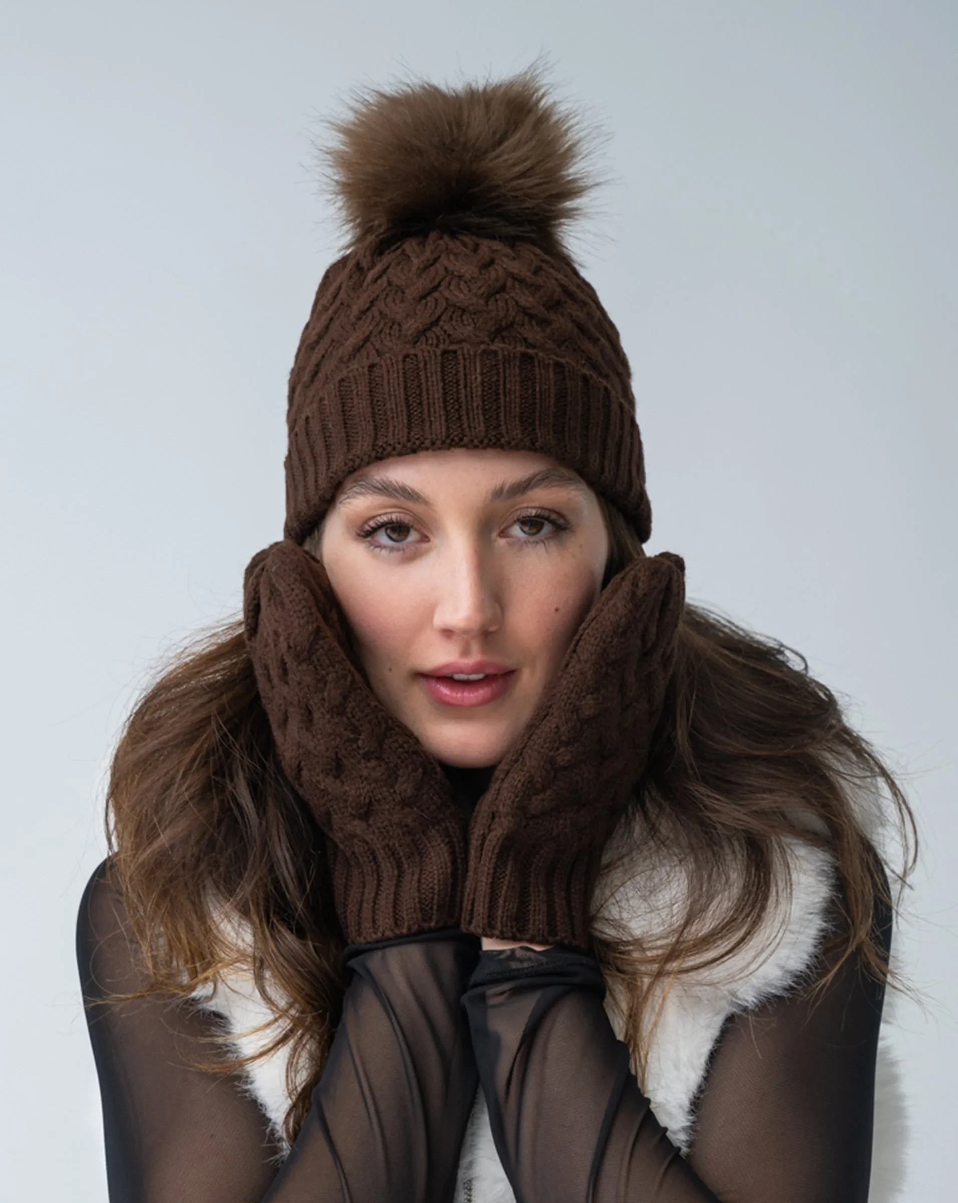 FINAL SALE - Cable Knit Hat & Glove Set sold by Adrienne Landau