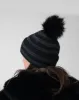 FINAL SALE - Metallic Stripe Hat with Faux Fur Pom-Pom sold by Adrienne Landau
