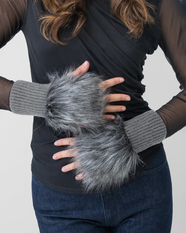 FINAL SALE - Faux Fur Fingerless Gloves sold by Adrienne Landau