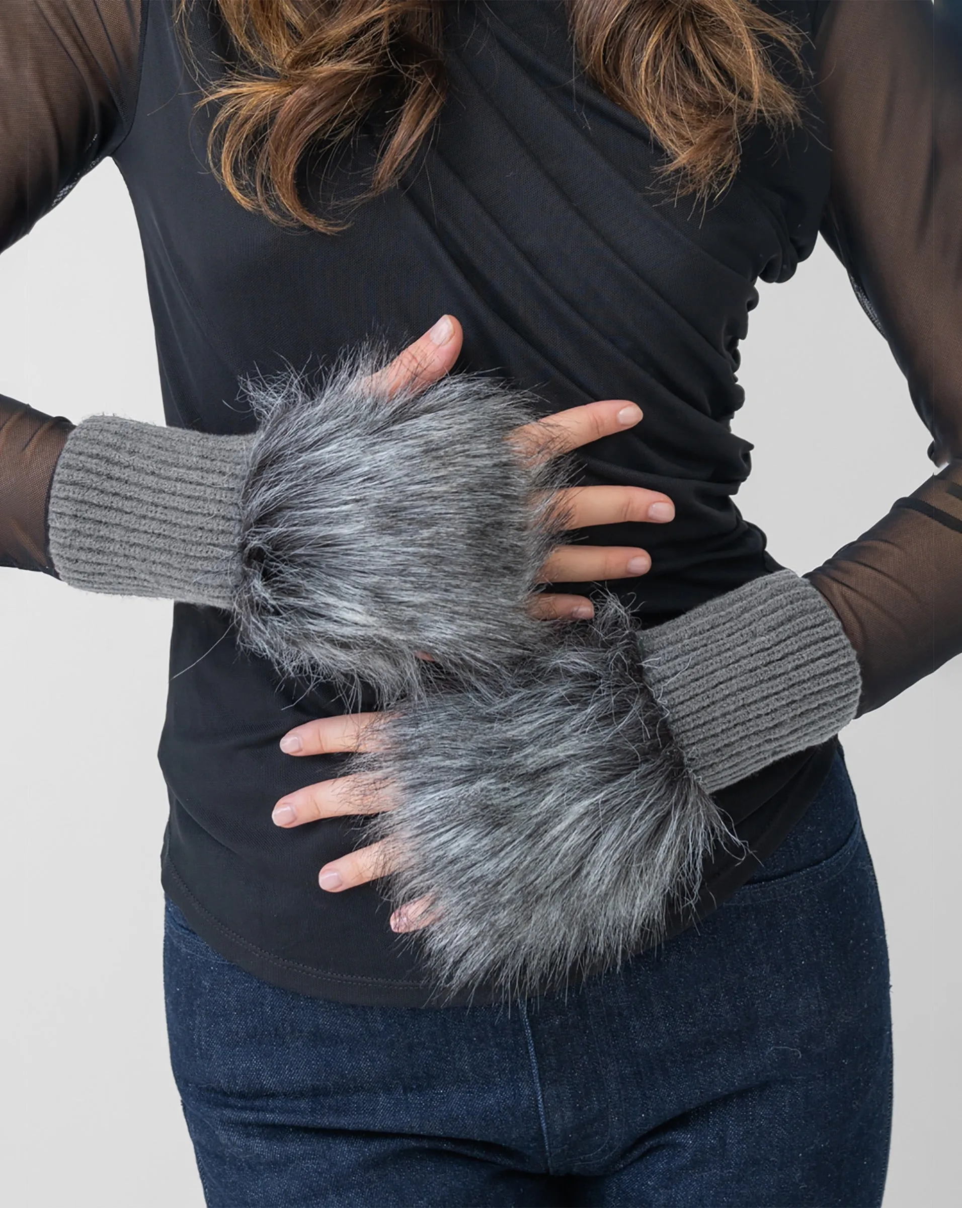 Faux Fur Fingerless Gloves sold by Adrienne Landau
