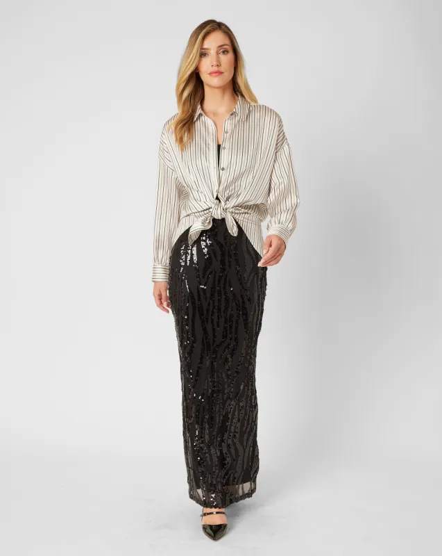 FINAL SALE - Aquamarine stripe blouse sold by Adrienne Landau