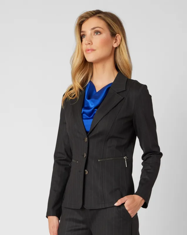 FINAL SALE - Pinstripe Blazer With Zippers sold by Adrienne Landau